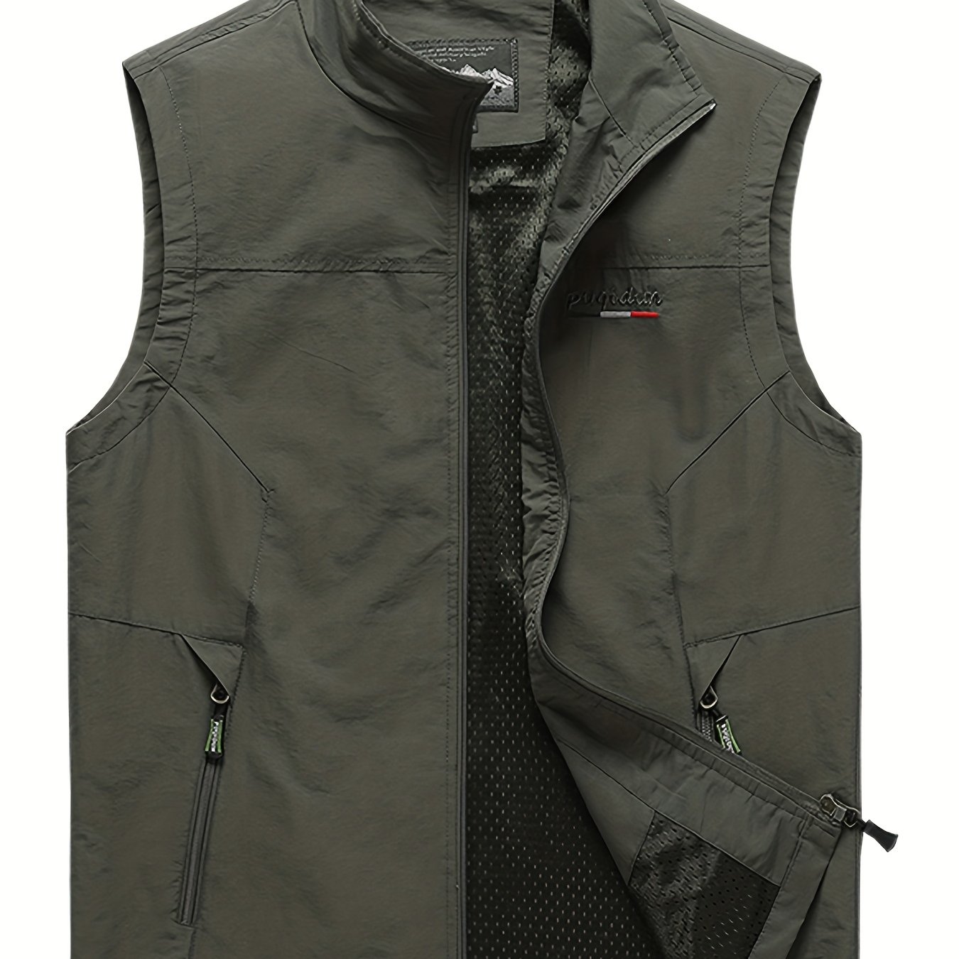 Zipper Pockets Cargo Vest Men's Casual Outwear Stand Collar - Temu