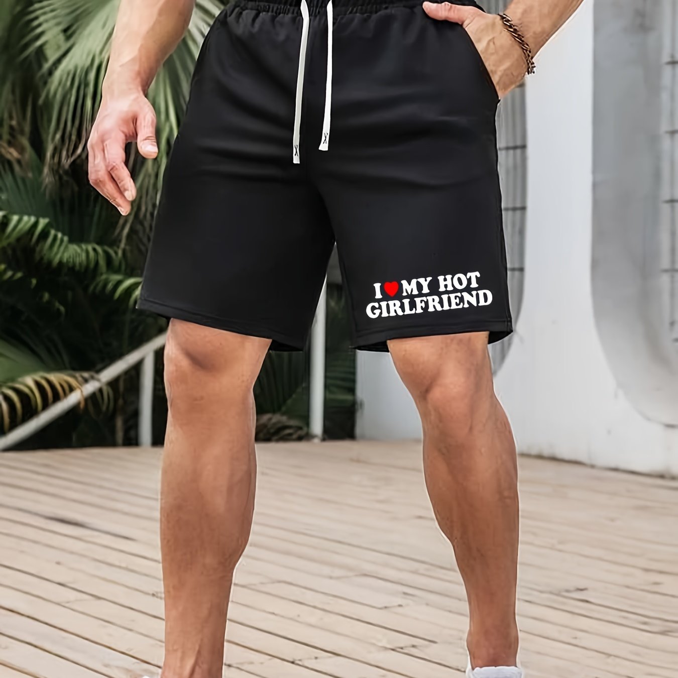 i Love My Hot Girlfriend Print Comfy Shorts Men's Casual - Temu