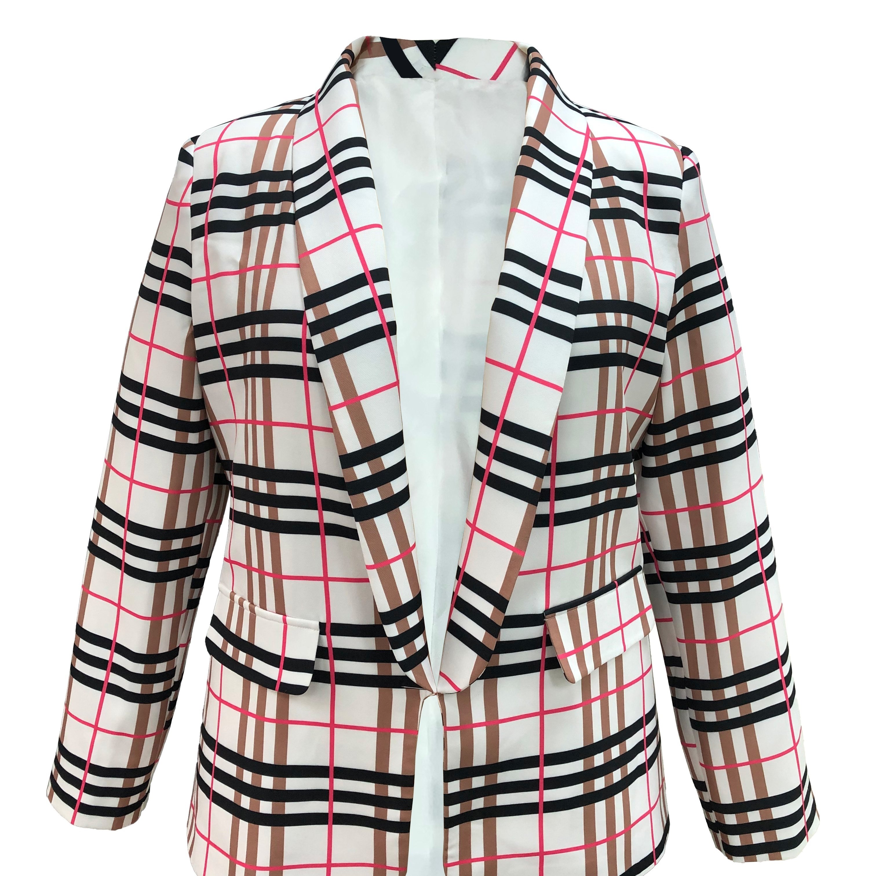 Plaid plus hot sale size blazer