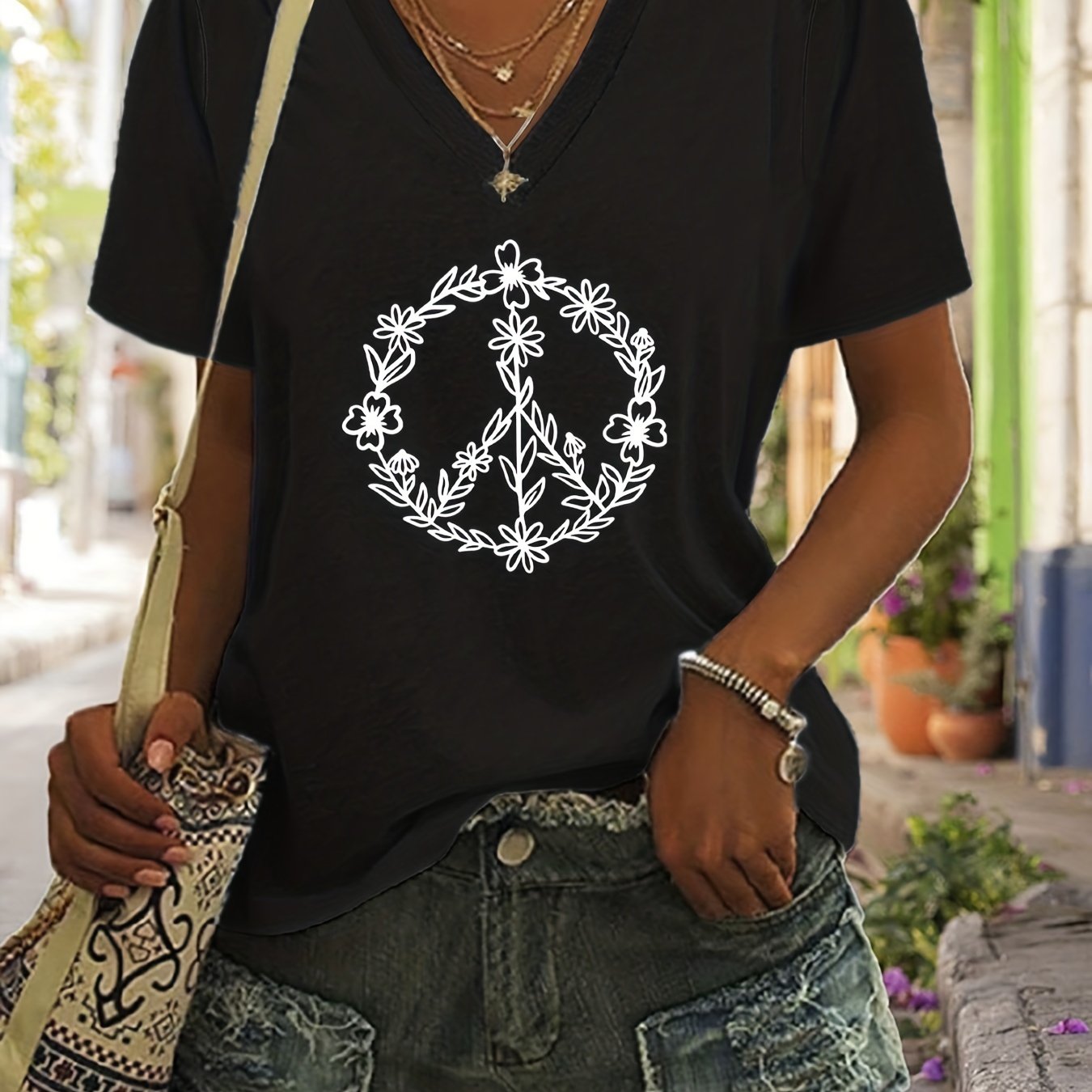 Peace sign clearance t shirt women's