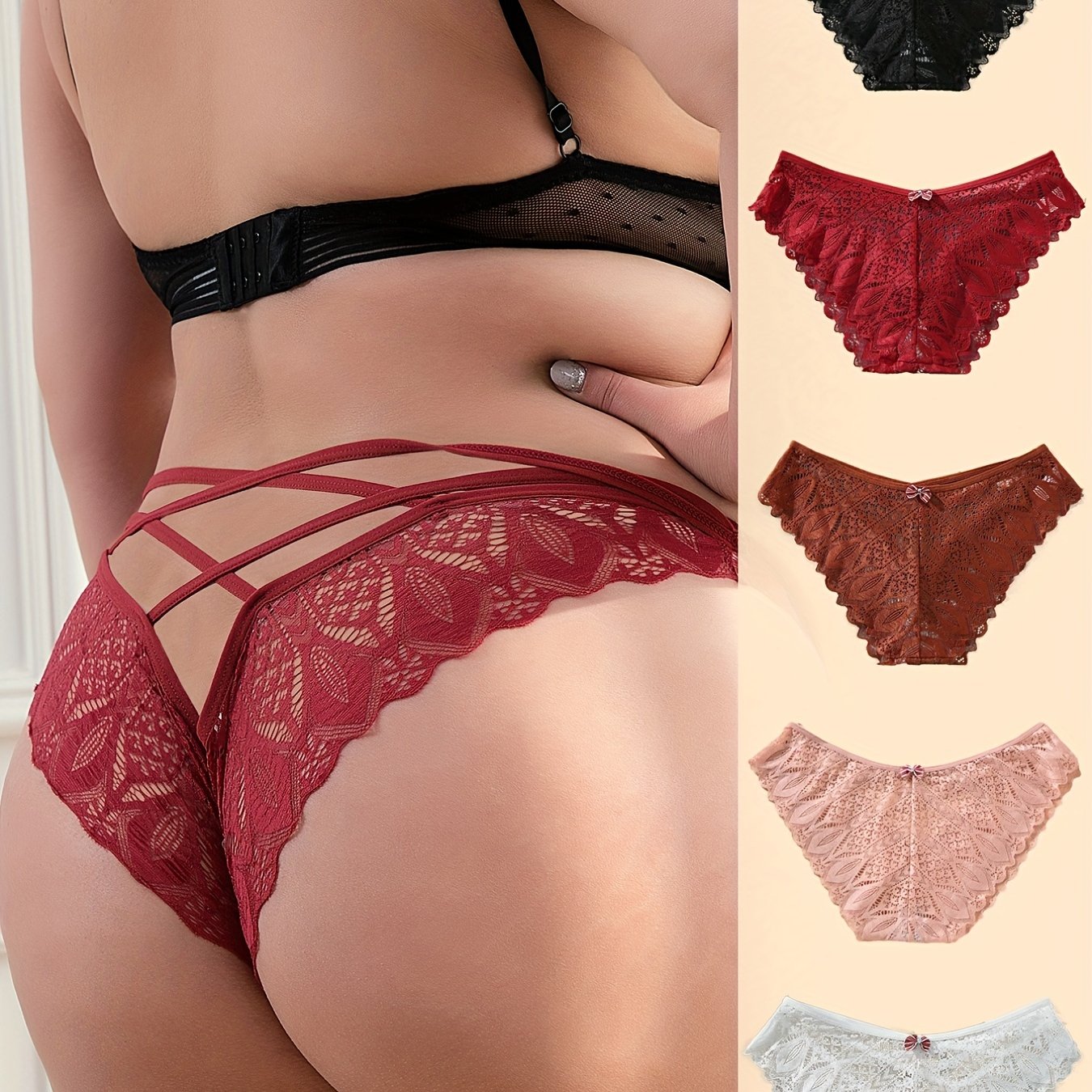 Plus Size Sexy Panties Set Women's Plus Contrast Trim Leak - Temu