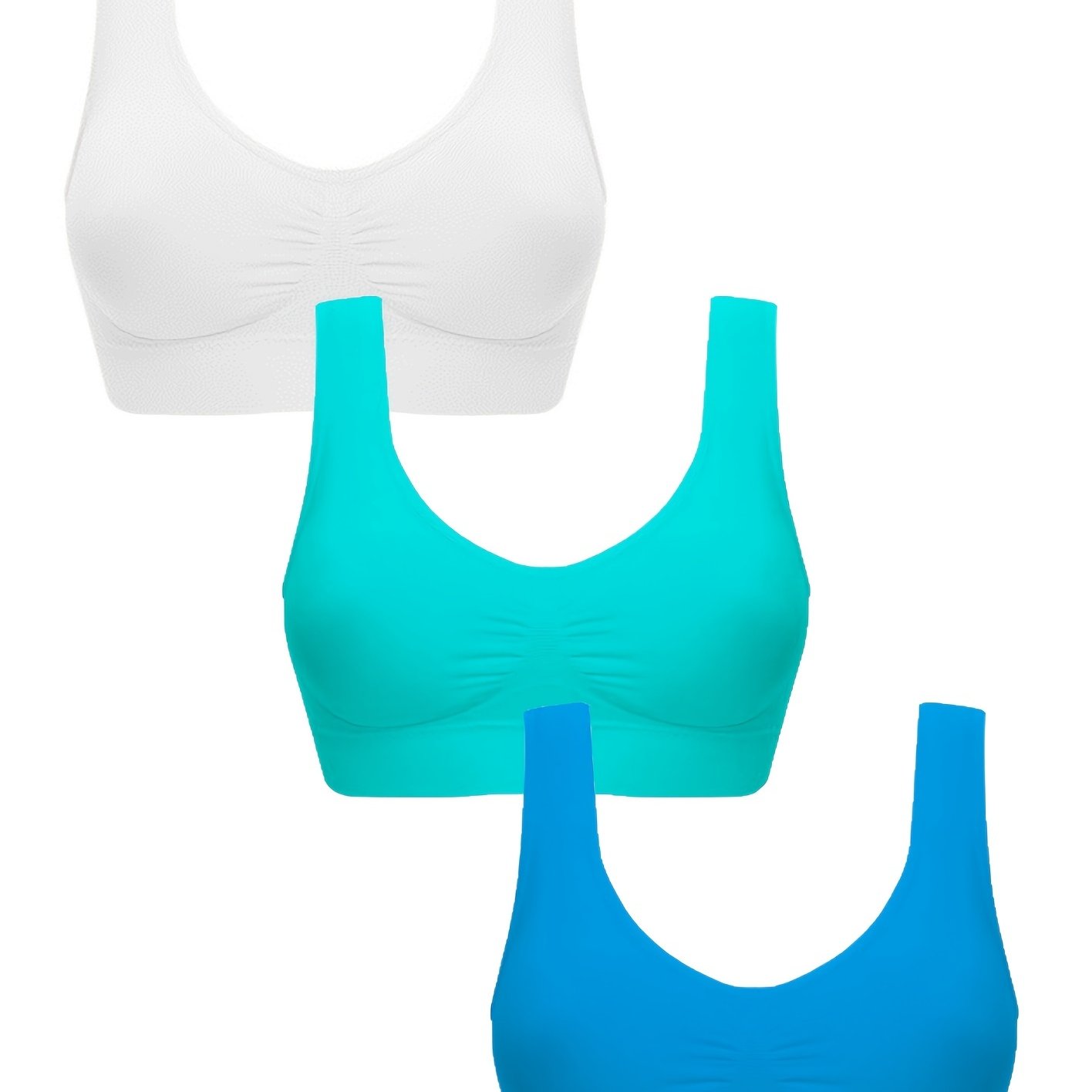 3pcs Wireless Sports Bras Comfy & Breathable Elastic Tank Bra