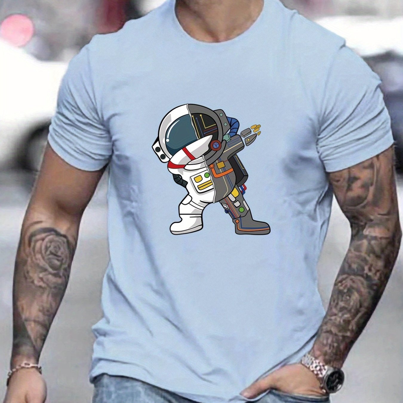 Camiseta Estampado Astronauta Hombre Camisetas Manga Corta - Temu