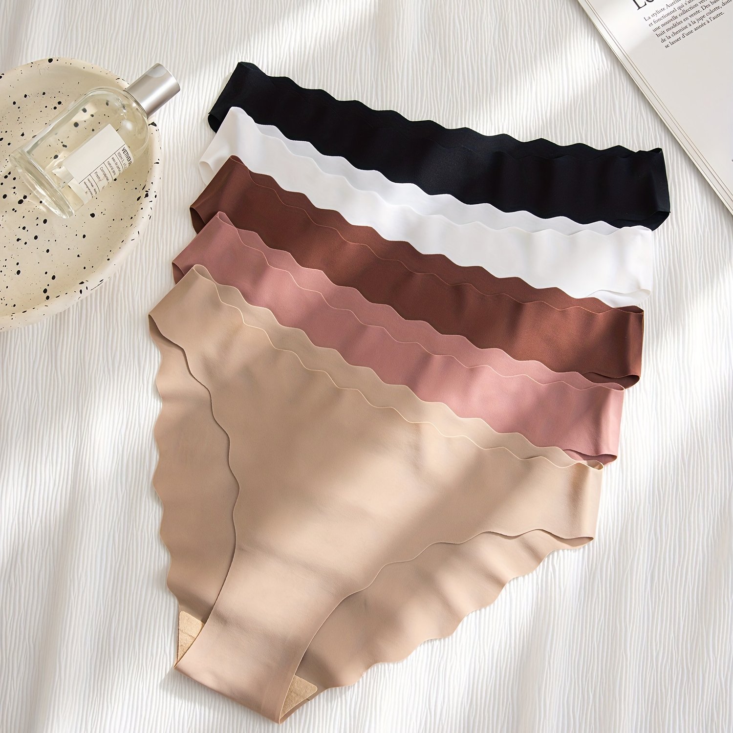 Seamless Solid Bikini Panties Simple Comfy Stretchy - Temu Japan