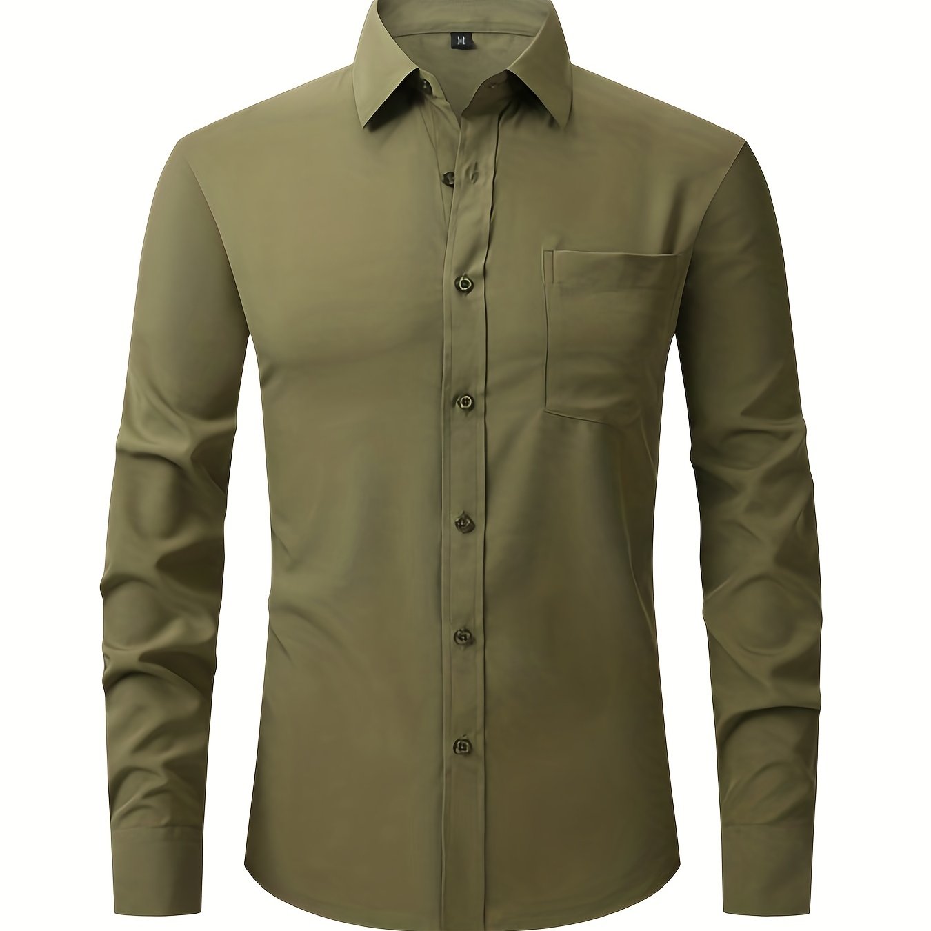 mens elegant turndown collar shirt male clothes with chest pocket for spring and summer business and formal occasions