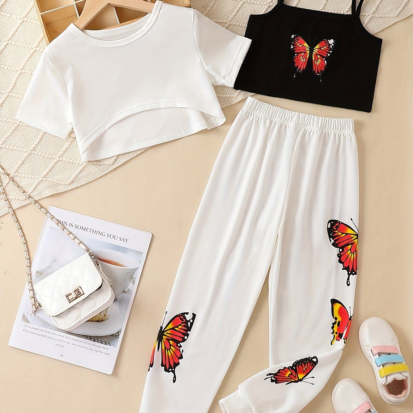 Girls Camisole Elastic Waist Pants Suits Set Solid - Temu United Arab  Emirates