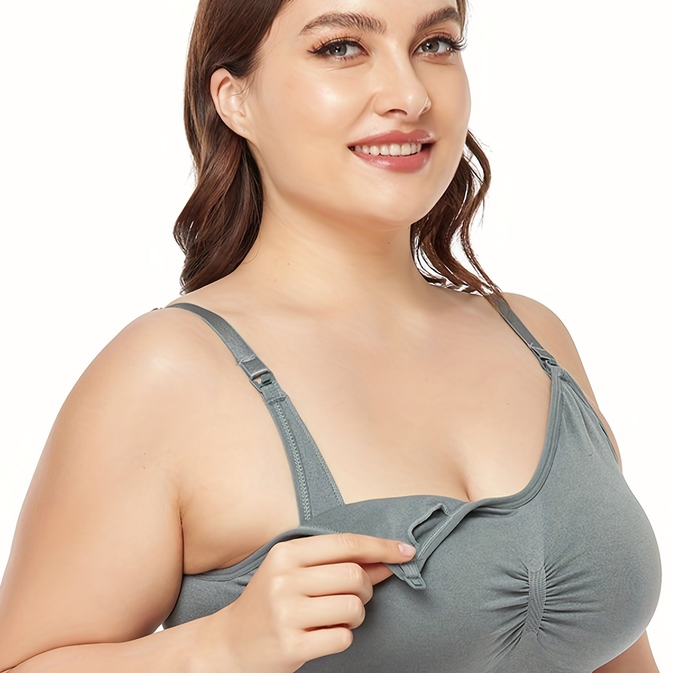 Plus Size Simple Bra, Women's Plus Ruched Closure Front Wireless Push Up  Seamless Bra - Temu Austria