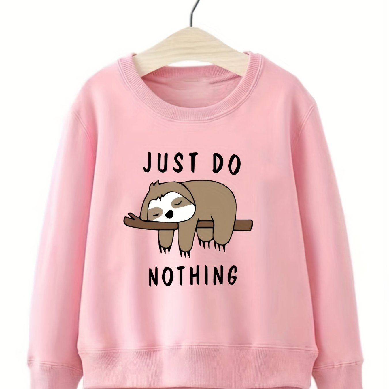 Girls Crew Neck Cute Tired Sloth Print Long Sleeve Sweatshirt Top Pullovers  Youth Teen Kids Spring/ Fall Clothing Gift