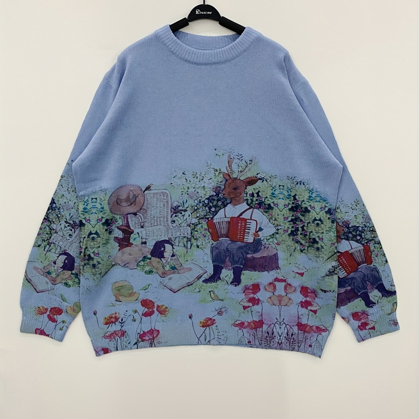 Plus Size Men's Fantastic Manor Scenery Print Sweater - Temu