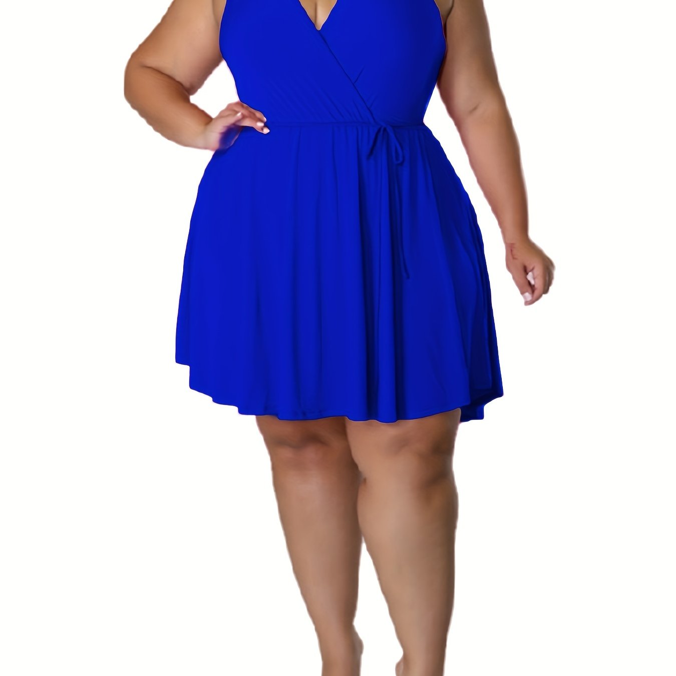 Royal Blue Skater Dress Plus Size Star Vixen Women's Plus-Size Long Sleeve  Ity Knit Surplice Bodice Solid Short Skater Dress with Black Inset  Waistband, Royal/Black, 1X at Amazon Women's Clothing store