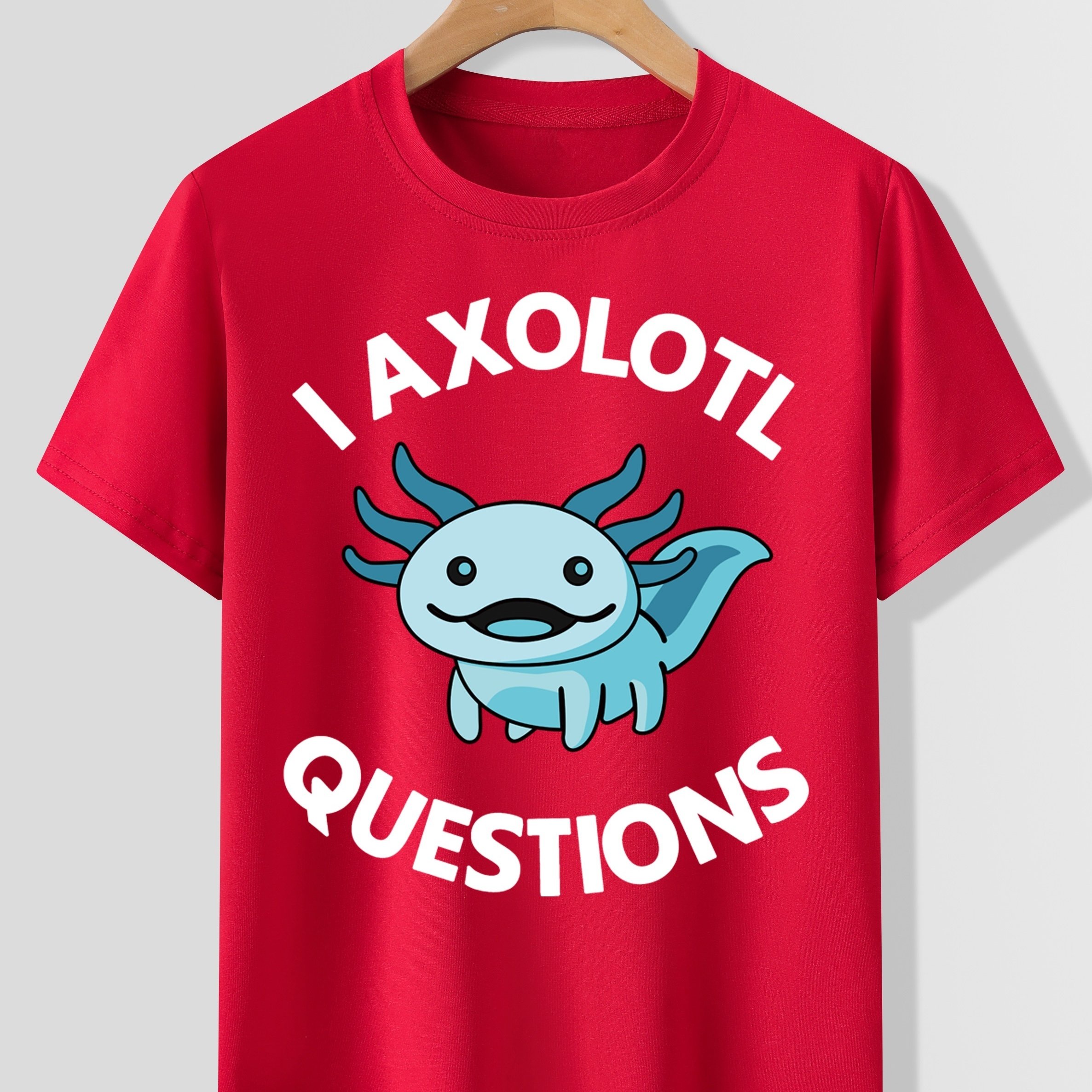 Cute Axolotl Questions Letter Print Boys Creative T shirt - Temu