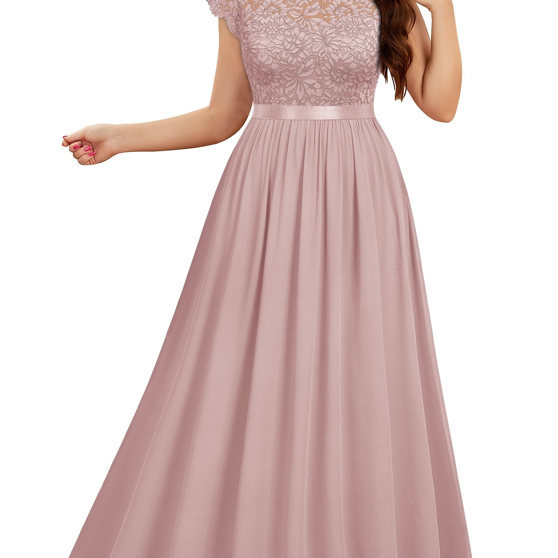 Plus Size Elegant Dress Women's Plus Floral Lace Sleeve - Temu
