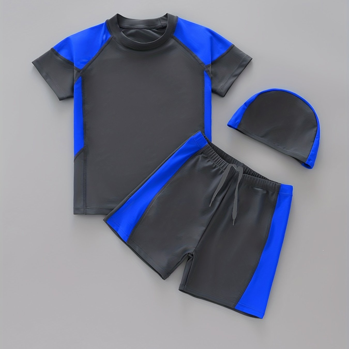 Boys Swimsuit Raglan Sleeve T shirt Top Spliced Shorts - Temu