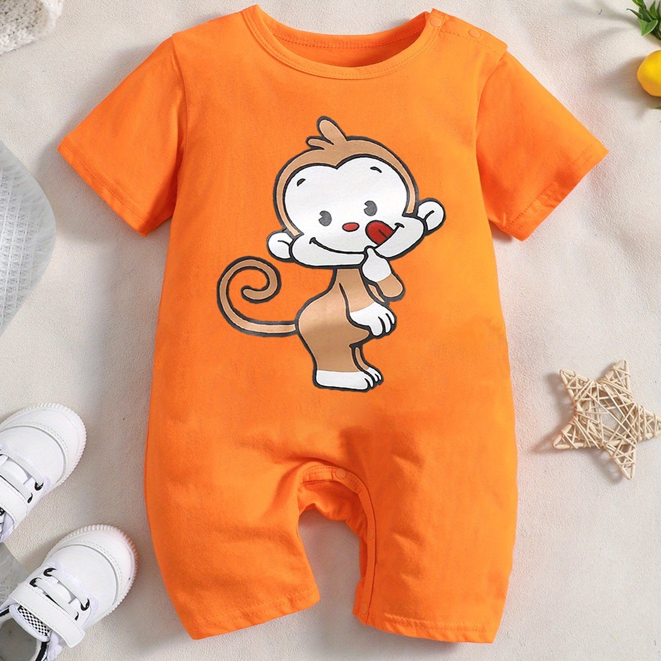 Image of Infant Romper, Baby Crawling Suit, Short Sleeve And Short Leg Onesie, Newborn Bodysuit, Outerwear, Perfect For Outdoor