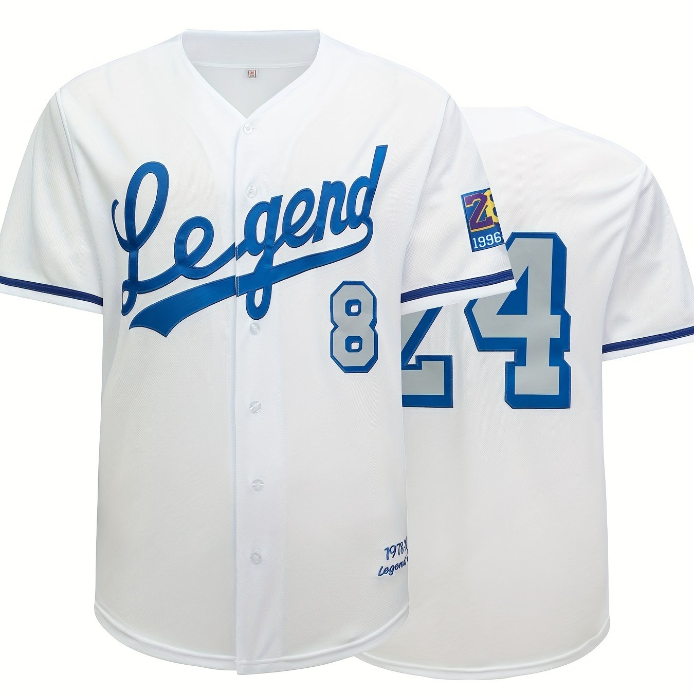 Men's #8 #24 Legend Baseball Jersey, Retro Memorial Embroidery Baseball Shirt Breathable Short Sleeve Sports Uniform,Temu