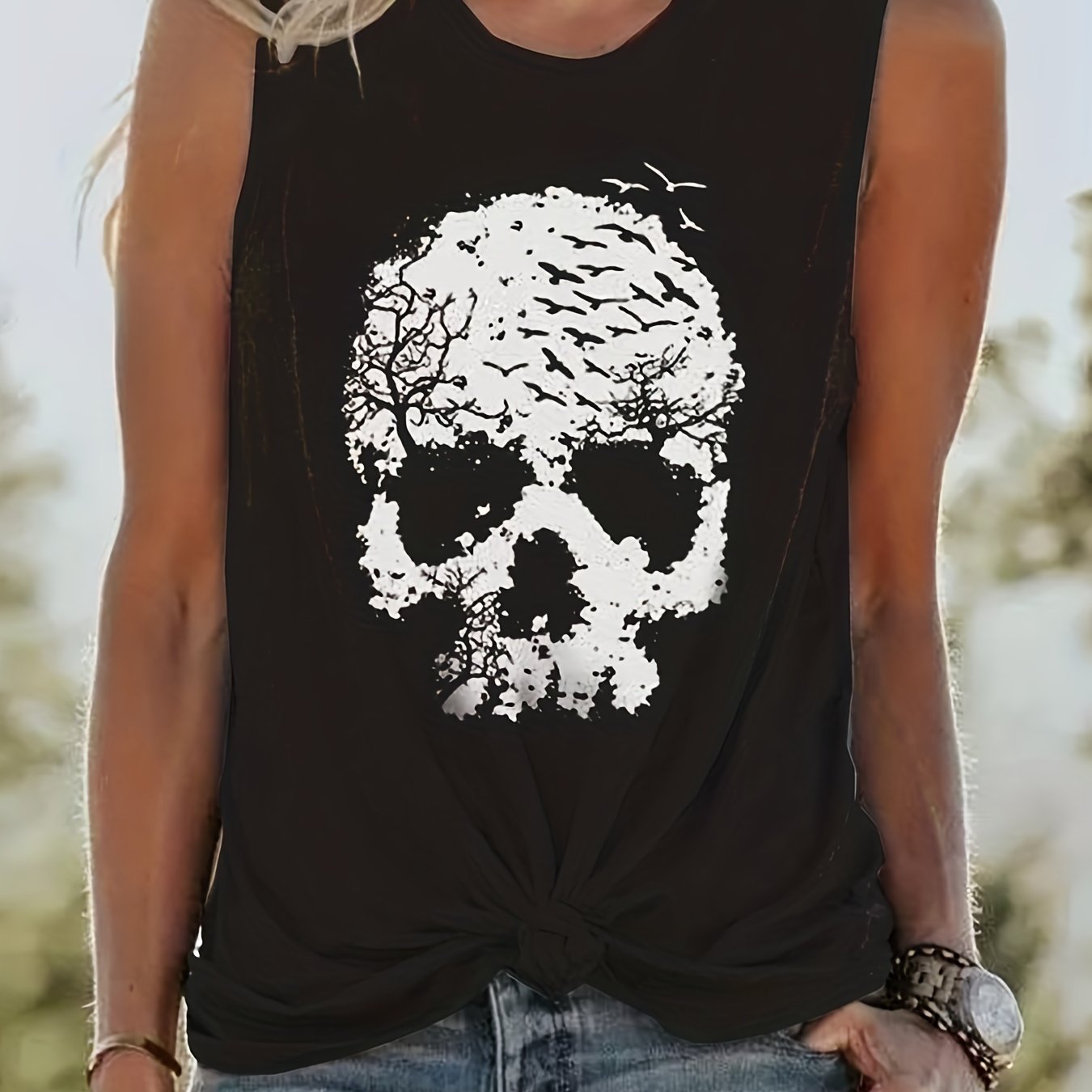 Skull tank store top womens