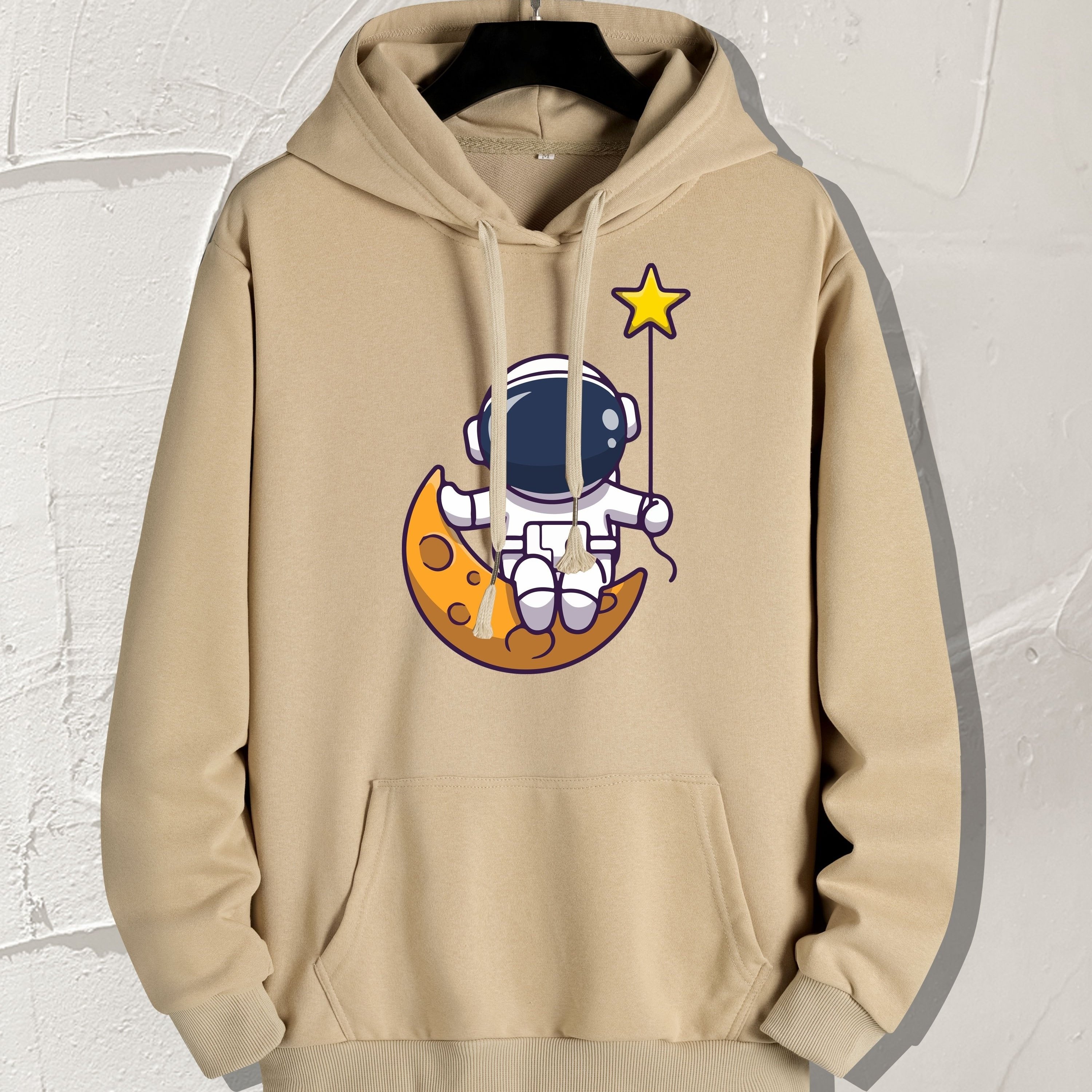 Cartoon Astronaut & Ice Cream Print Hoodie, Hoodies For Men, Men's Casual  Graphic Design Pullover Hooded Sweatshirt With Kangaroo Pocket Streetwear  For Winter Fall, As Gifts - Temu