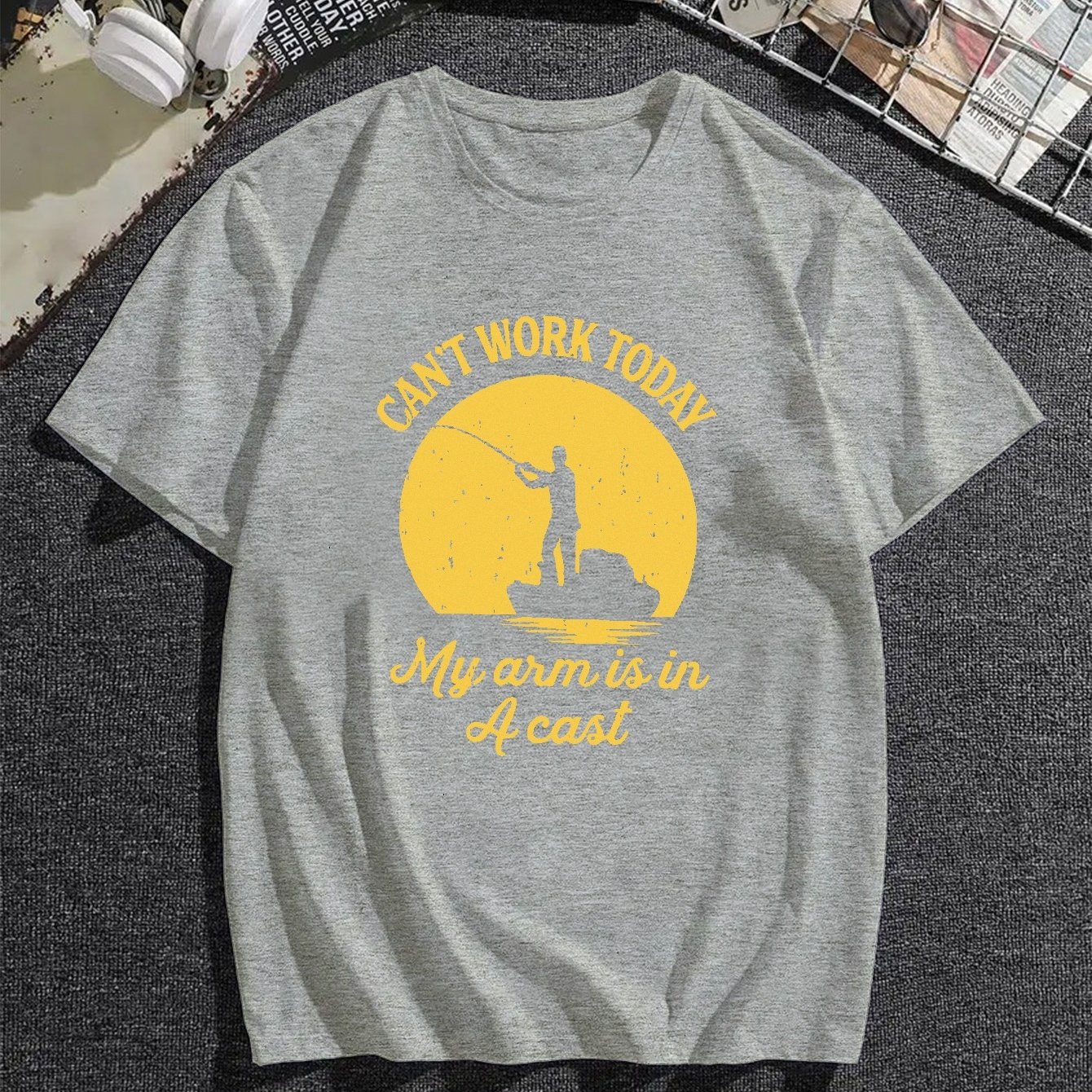 Stylish Fishing Man And Letter Print Boys Creative T Shirt - Temu Australia