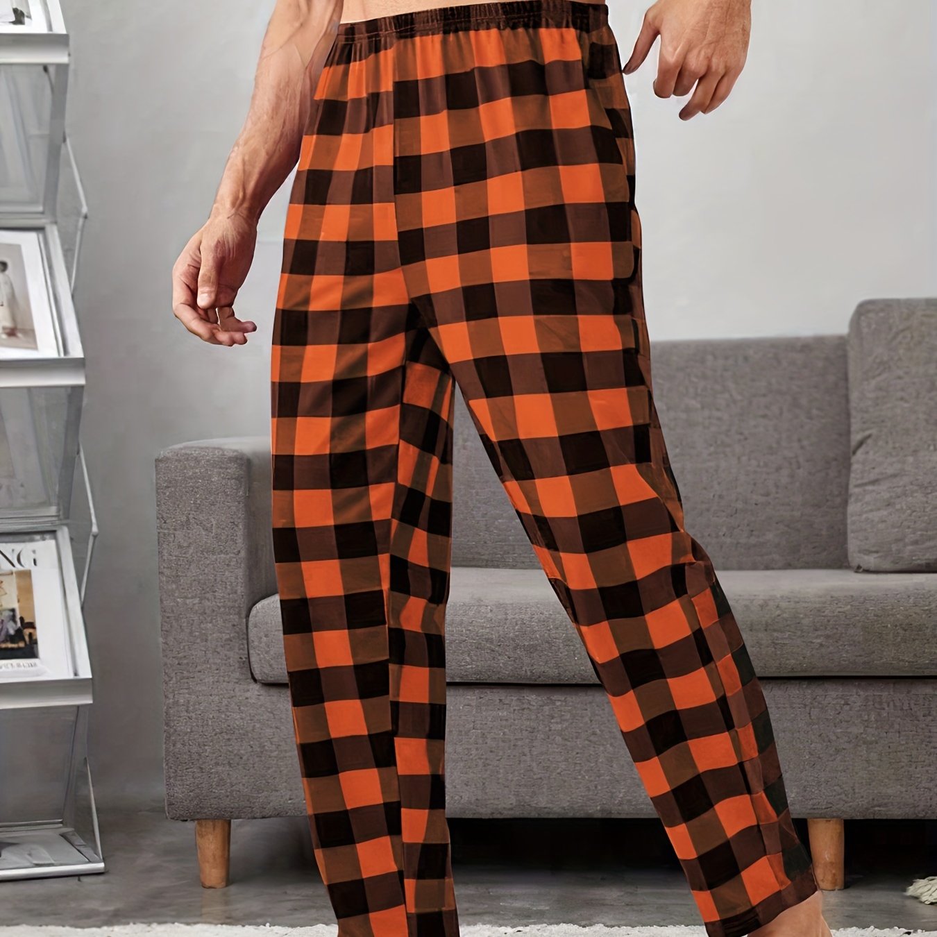 JEGULV Orange Pajama Pants, Buffalo Plaid Pajama Pants Men Drawstring  Elastic Waist Loose Pj Pants With Pockets Casual Soft Lounge Pajama Bottoms Plaid  Pants For Men at  Men's Clothing store