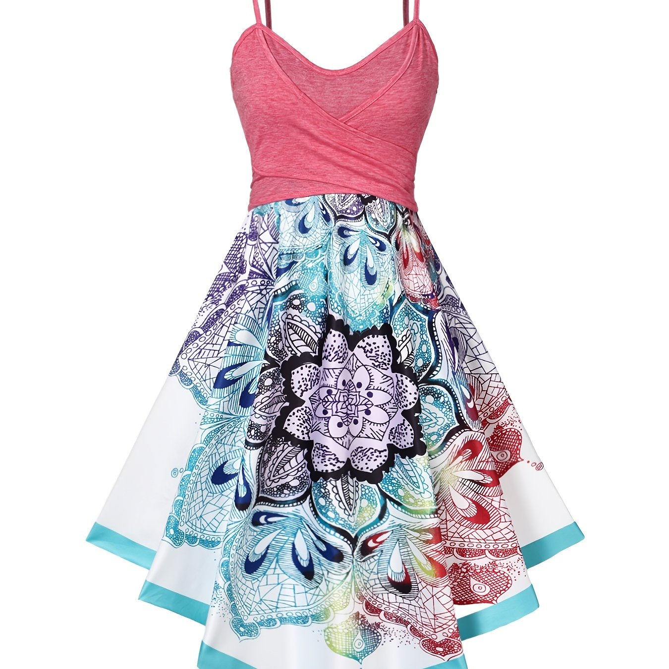 bohemian flower crossover empire waist dress Ivy Floral Detail Empire Waist Dress--Beige
