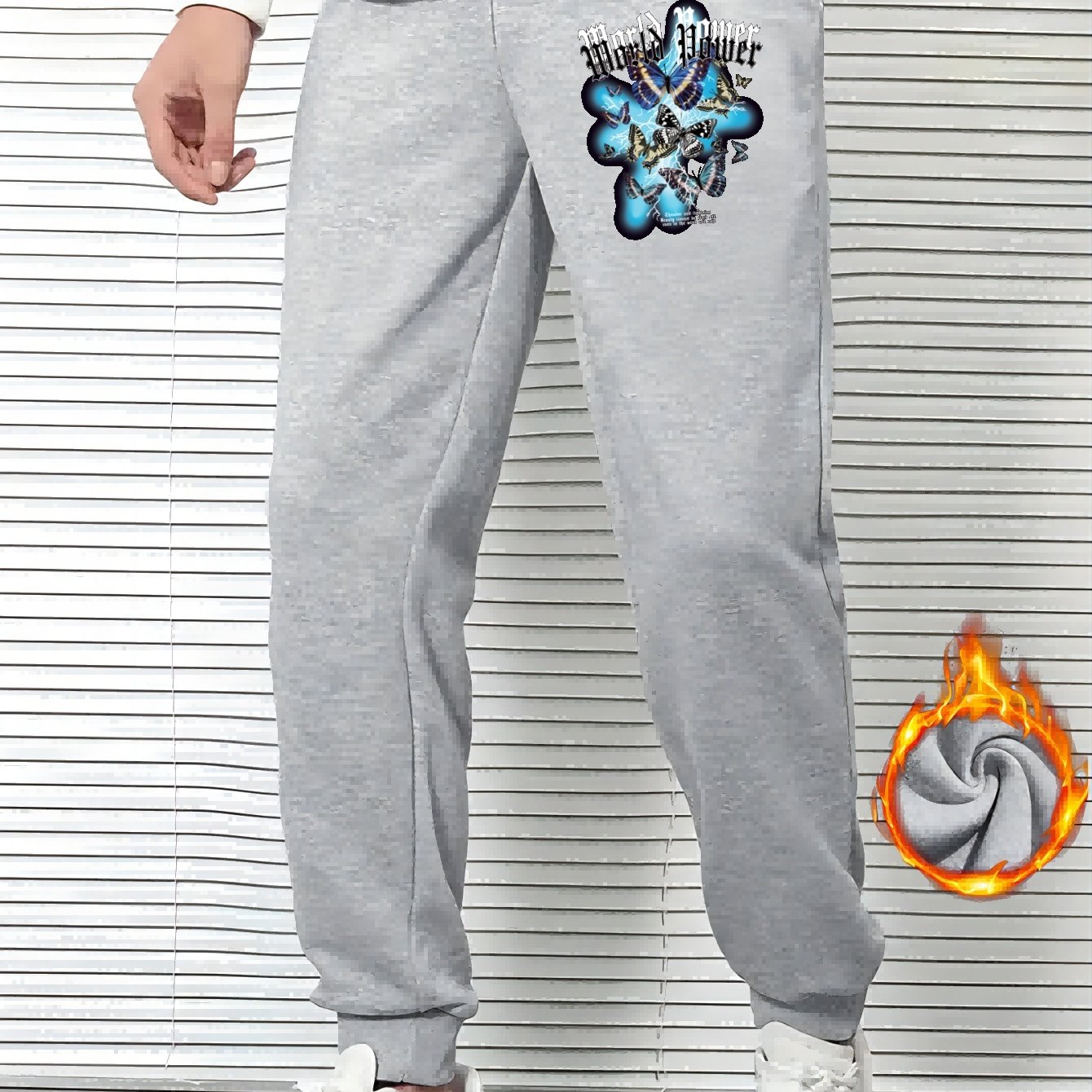 Men's Butterfly Print Sweatpants, Casual Slightly Stretch