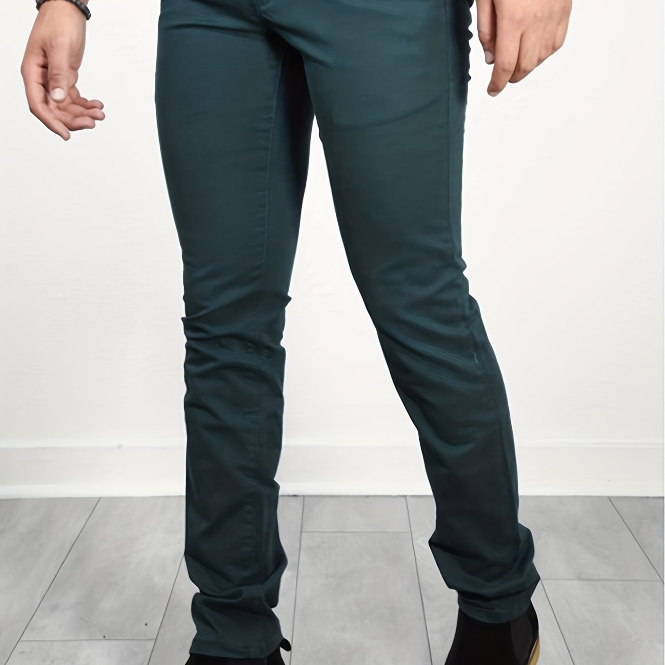 Slim Fit Tapered Slacks Men's Casual Slightly Stretch Solid - Temu