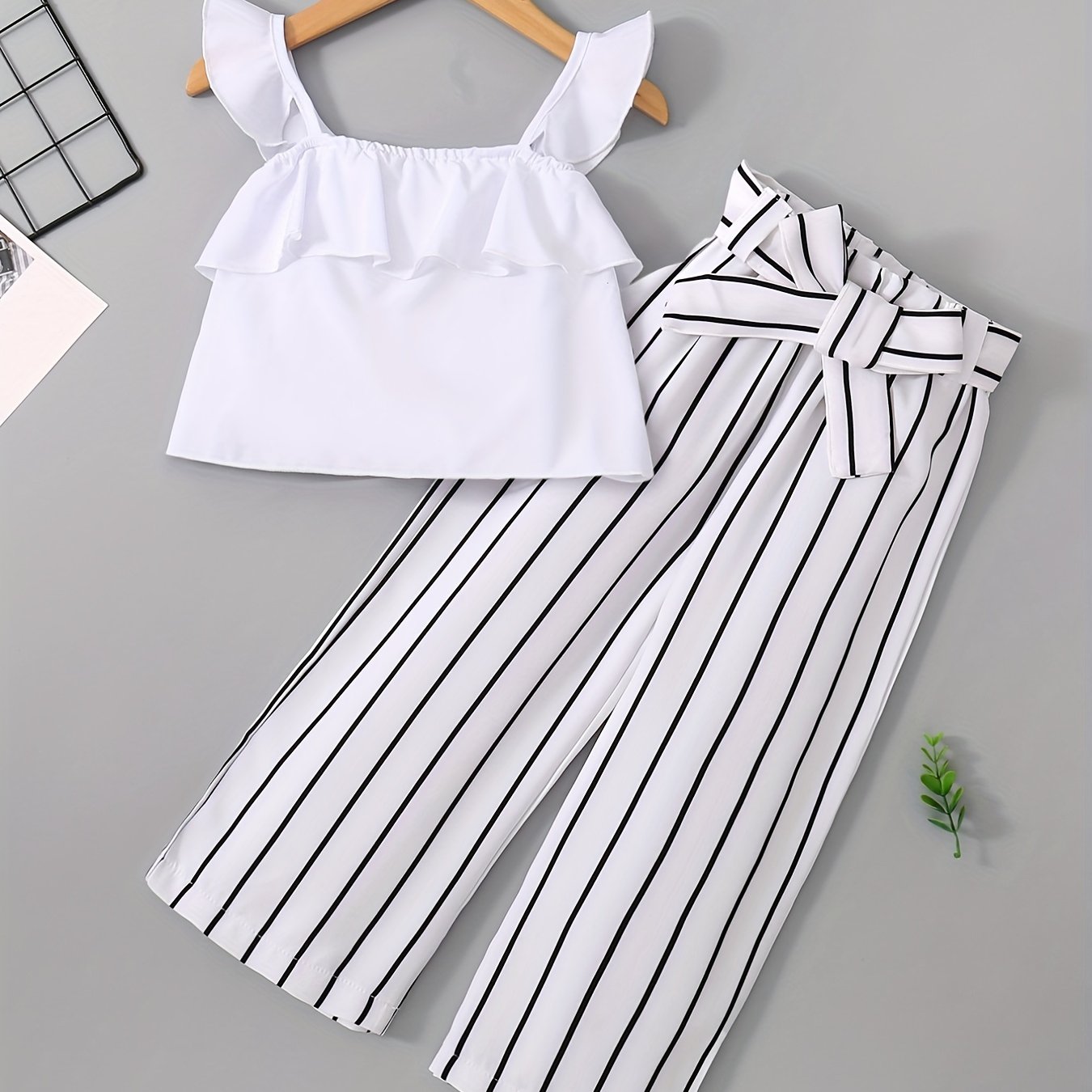 Girls Camisole Matching Striped Wide Leg Pants Kids Clothes Summer ...