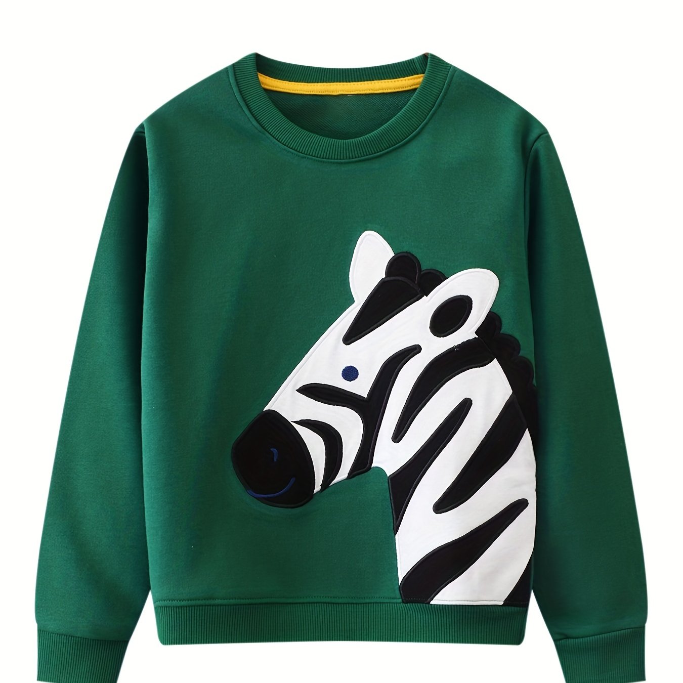 Boys' Long Sleeve Sweatshirt Outdoor Casual Comfortable Crew Neck Pullover With Random Christmas Zebra Print Autumn Basic Top