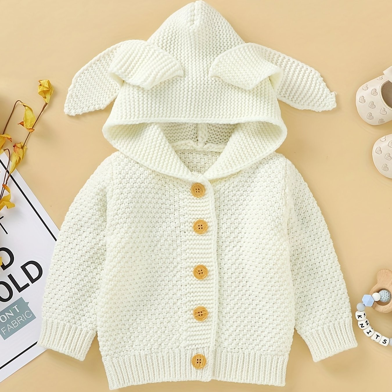 Cappotto Per Bambini, Maglione A Maglia Con Orecchie Lunghe Carine