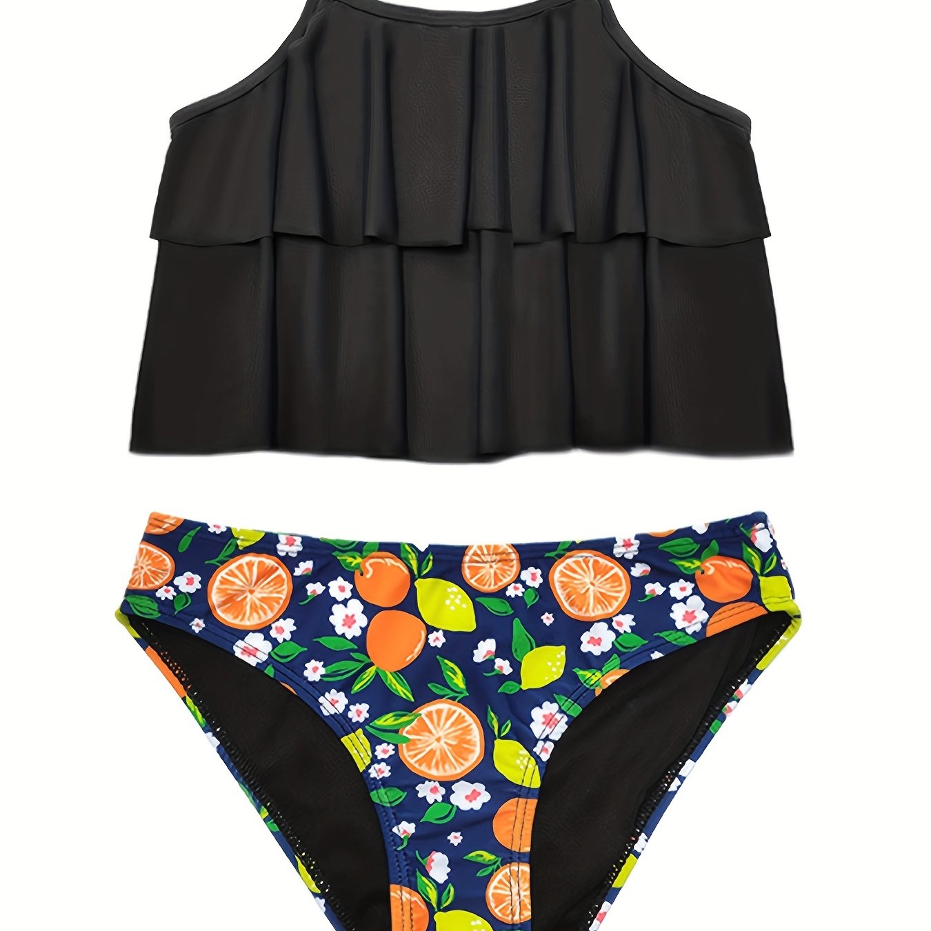 Toddler Girls Bikini Tankini Swimsuit Ruffle Trim Cami Top - Temu Spain