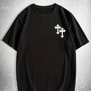 Trendy Cross Pattern Print Men's Comfy T shirt Graphic Tee - Temu
