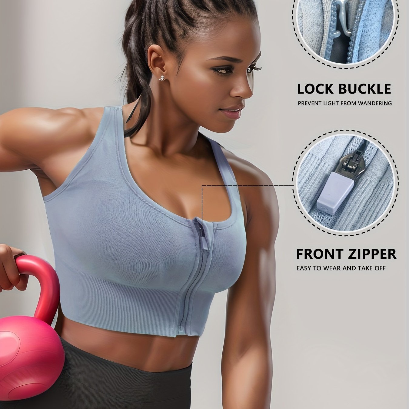 High Impact Strappy Backless Sports Bra With Double Straps - Temu