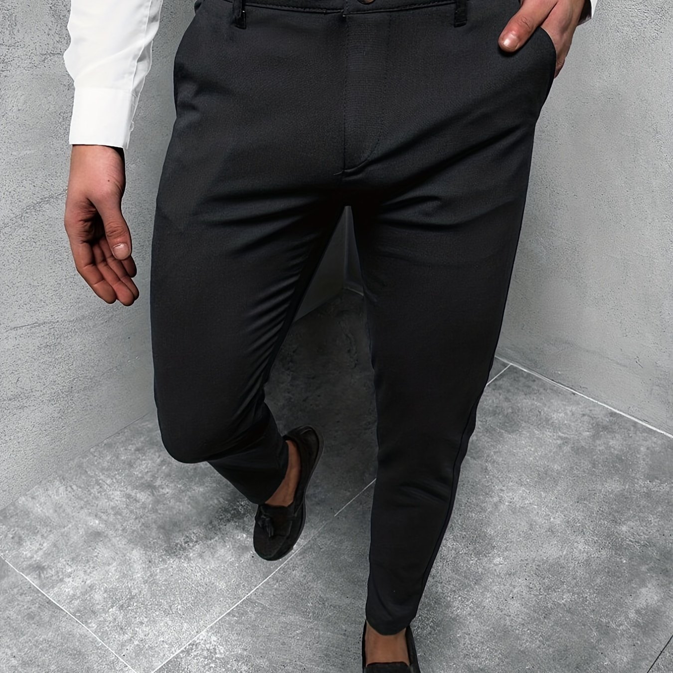 Buy Men Black Solid Slim Fit Formal Trousers Online - 742578