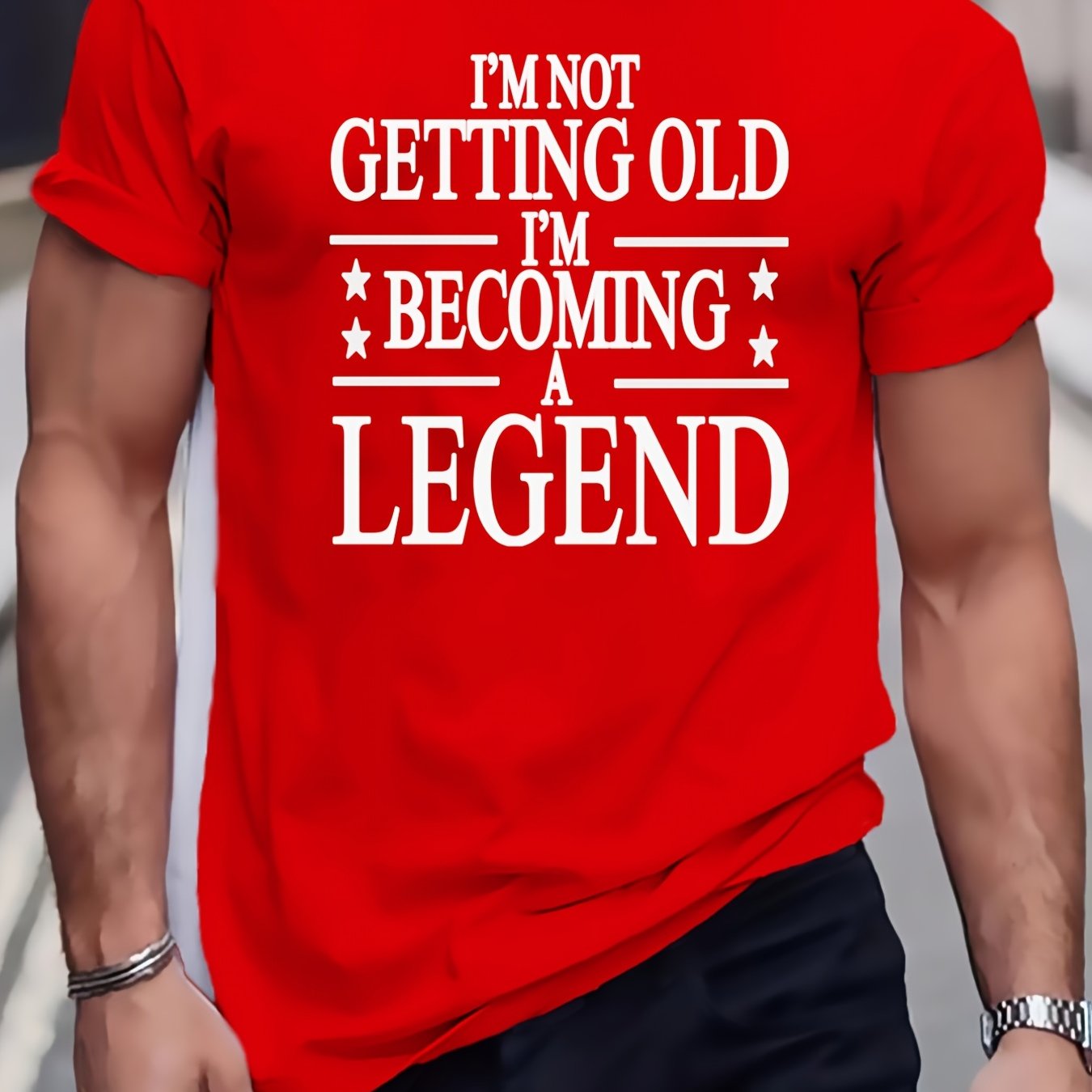 TEMU Men's Plus Size Summer Casual Stretchy Short-sleeve Round Neck T-shirt