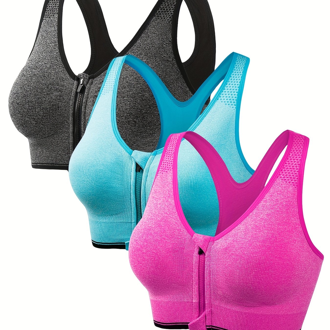Front Zipper Sports Bras Comfy Breathable Running Workout - Temu Belgium
