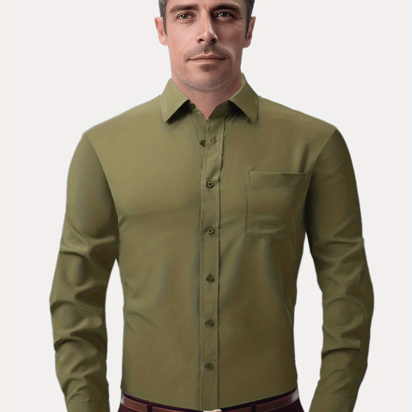 Mens Elegant Turndown Collar Shirt Male Clothes With Chest Pocket For ...