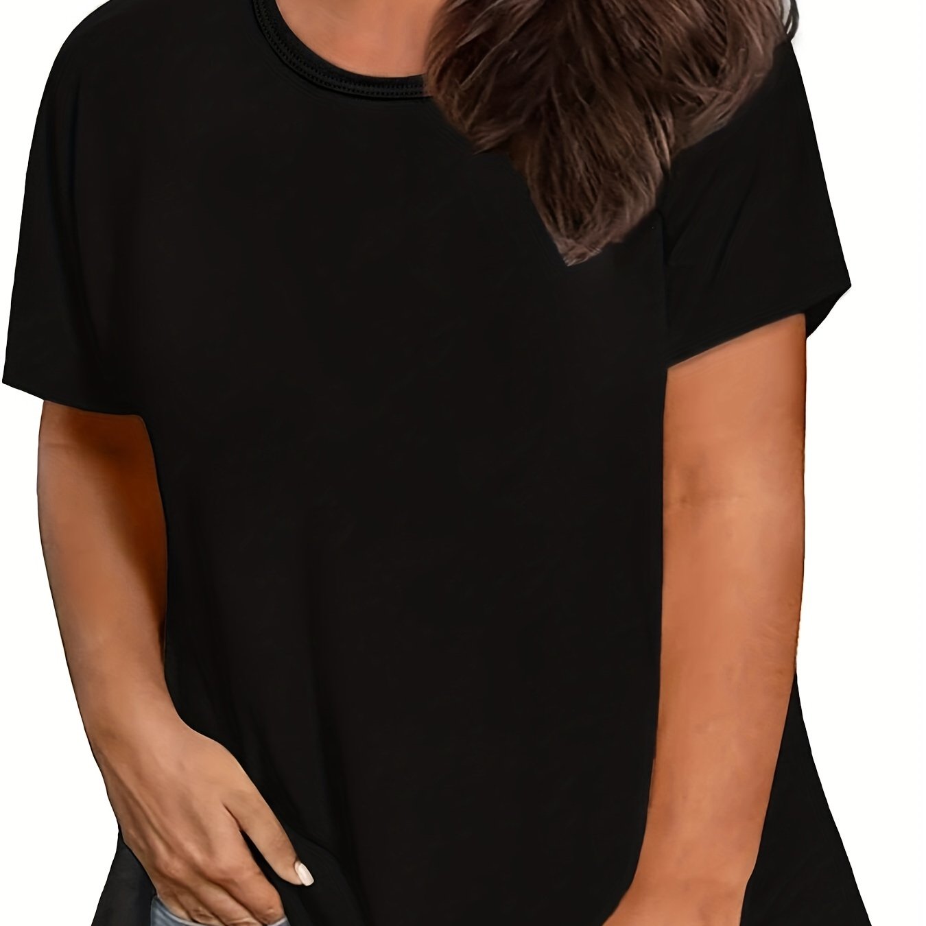 Women's Plus Size - Casual Crew Neck, Short Sleeve, Lightweight & Stretchy, Summer Tshirt||, Plus Size Shirts