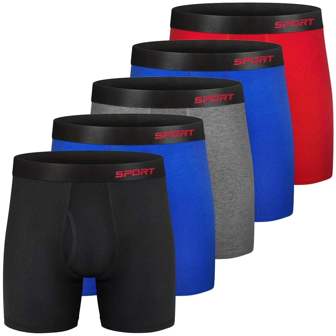 Men's Sports Long Boxers Briefs Fly Cotton Underwear Regular - Temu