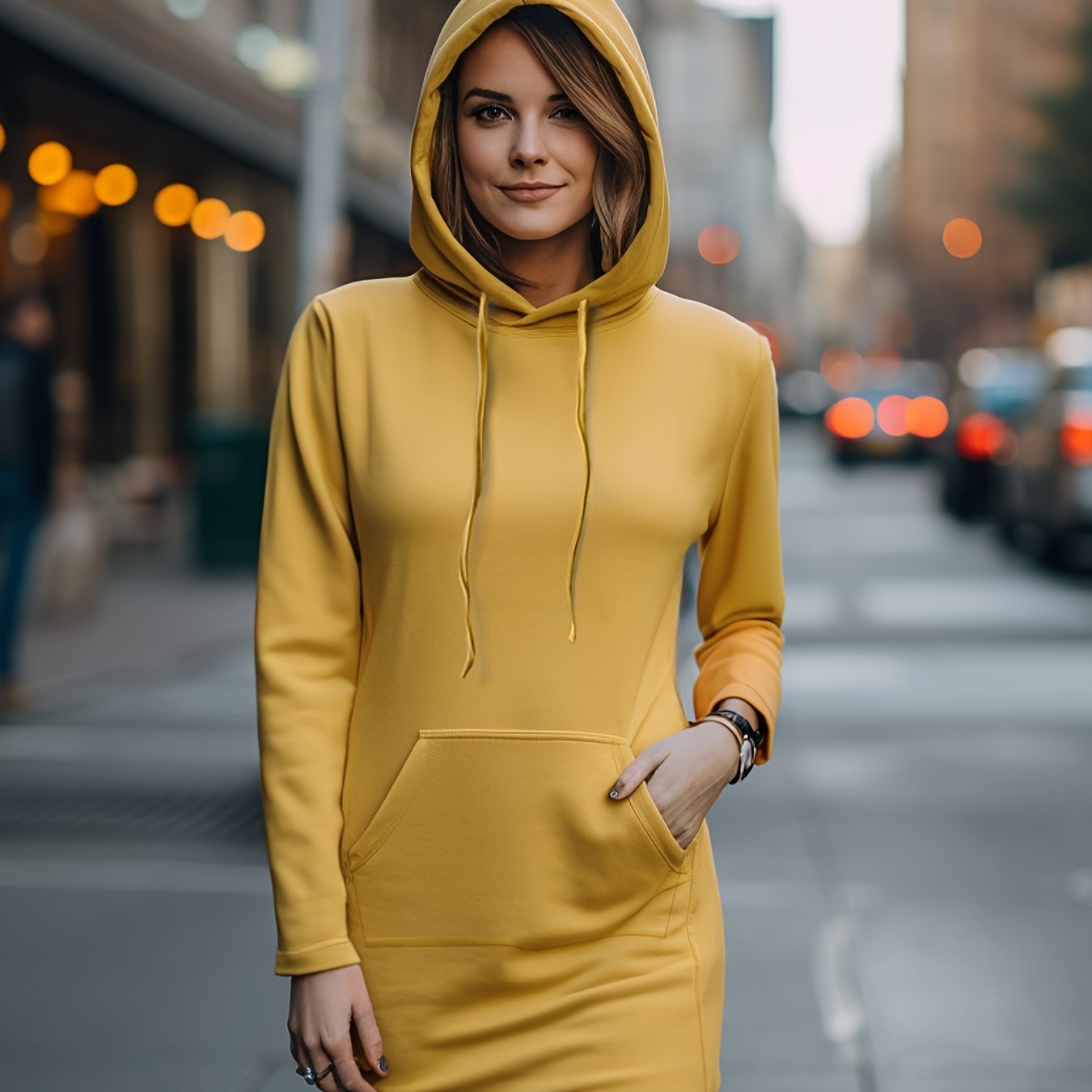 Hoodie shop dress yellow