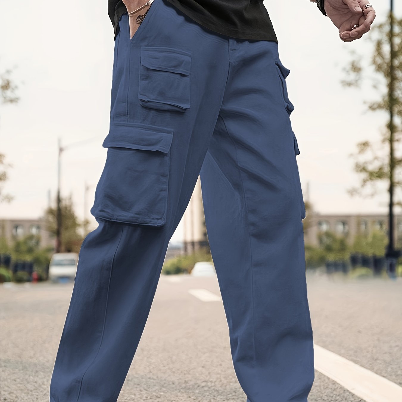 Men's Multi Flap Pocket Cargo Pants Loose Trendy Pants - Temu Poland