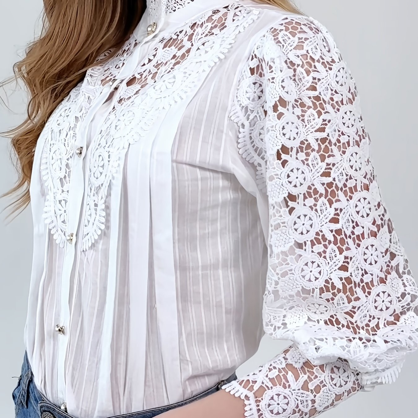 Blusas Mujer Mujeres Sexy Lace Hollow Out Shirt - Temu