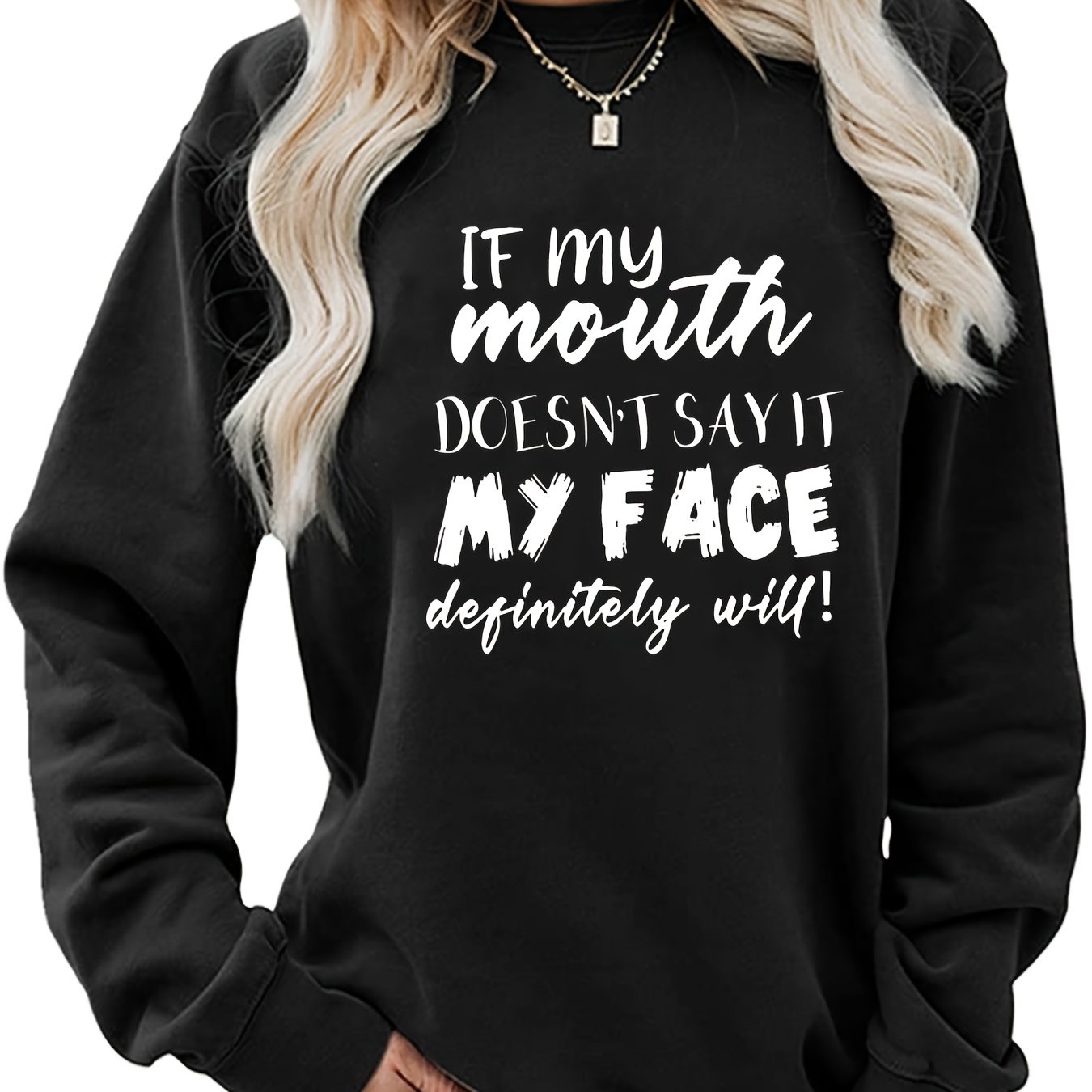 TEMU Letter Graphic Sports Sweatshirts, Rund Halsad Långärmad Pullover Toppar, Dam Sportiga Sweatshirts