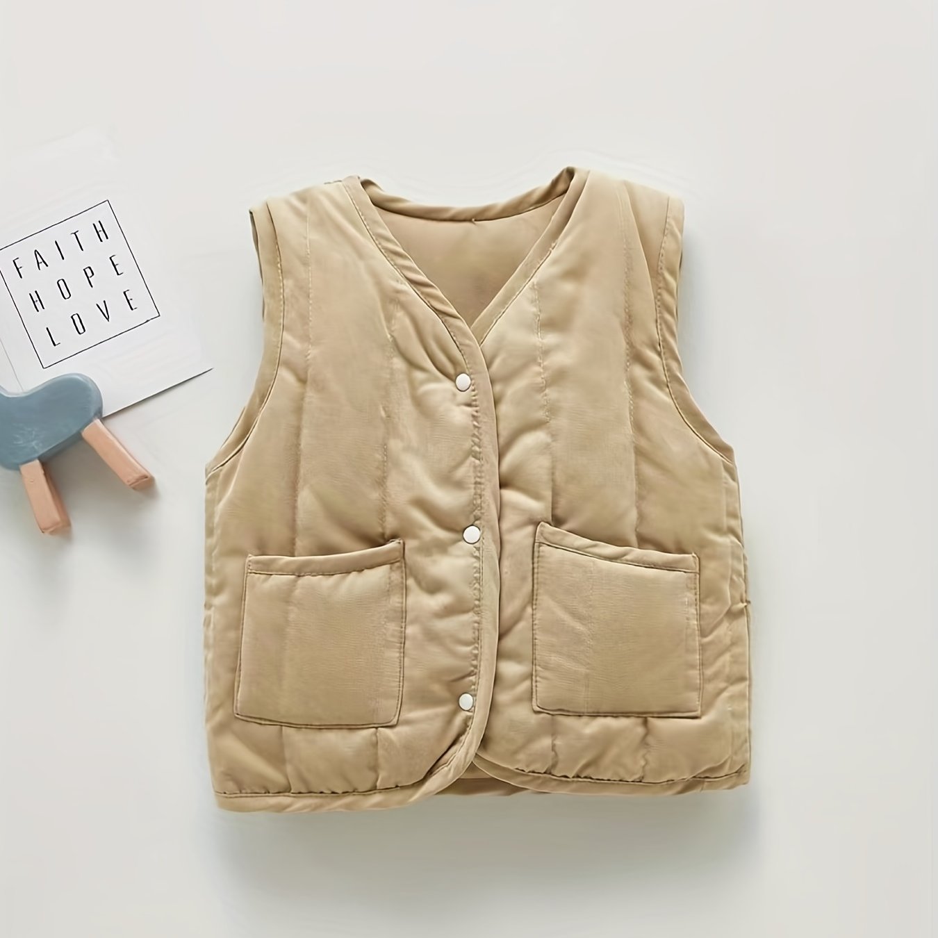 Keep Your Little Ones Cozy & Stylish: Baby Boys & Girls Puffer Vest Jacket  With Thermal Padding & Pockets!