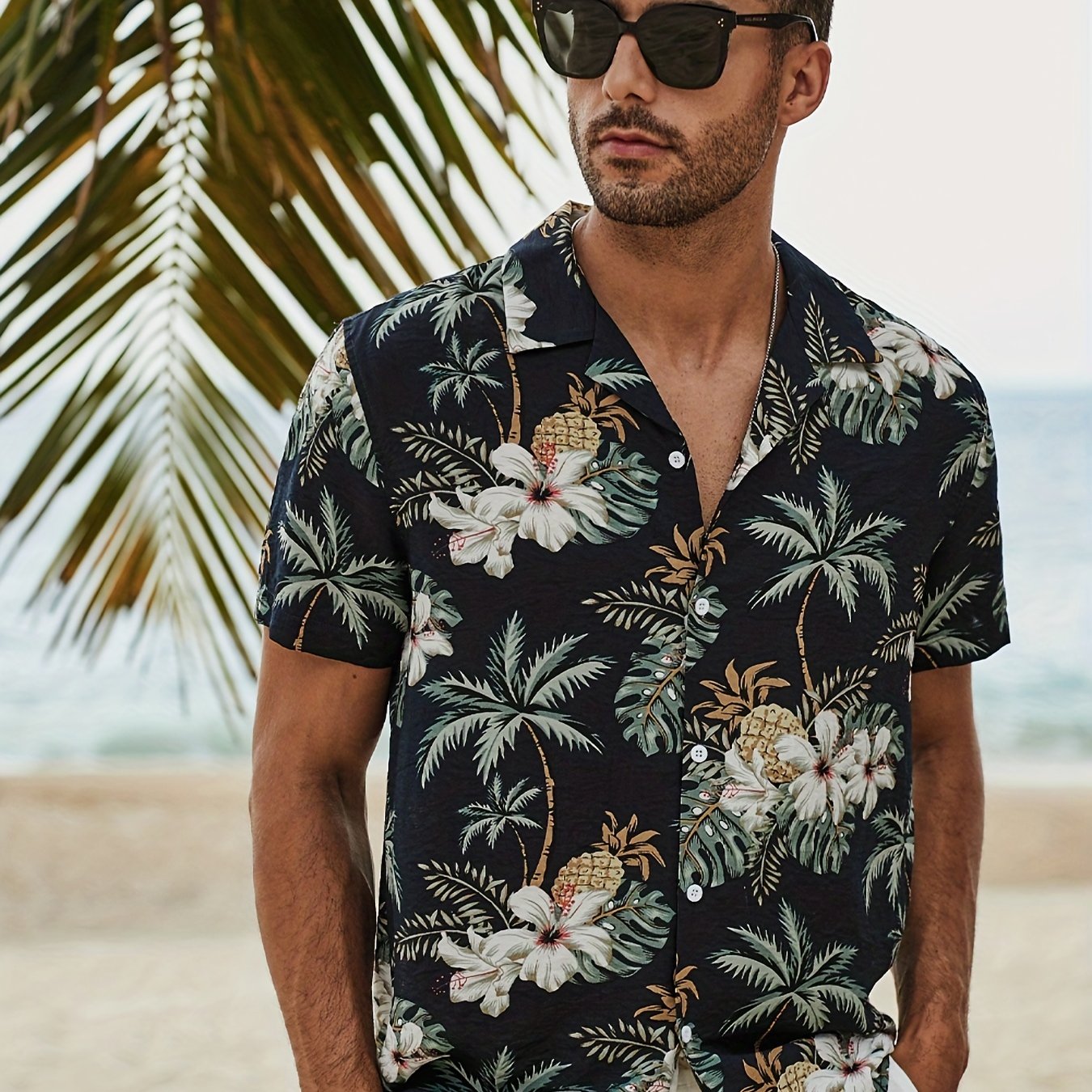 MFCHY Stylish Print Hawaiian Shirts Men Summer Short Sleeve Beach Shirts  Mens Holiday Party Vacation Ventilated Clothing 7 - Limotees