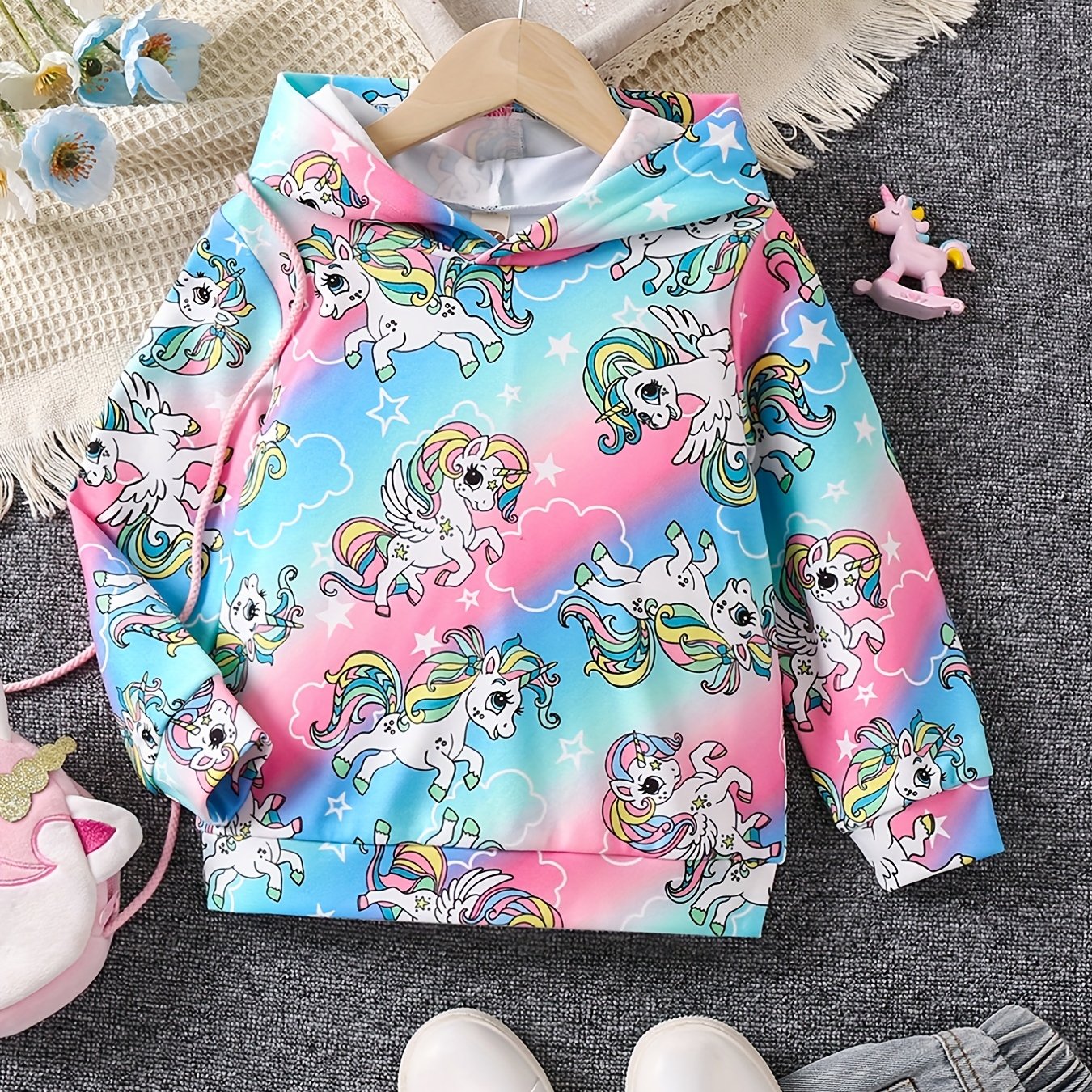 girls cute ombre unicorn print long sleeve Temu New Zealand