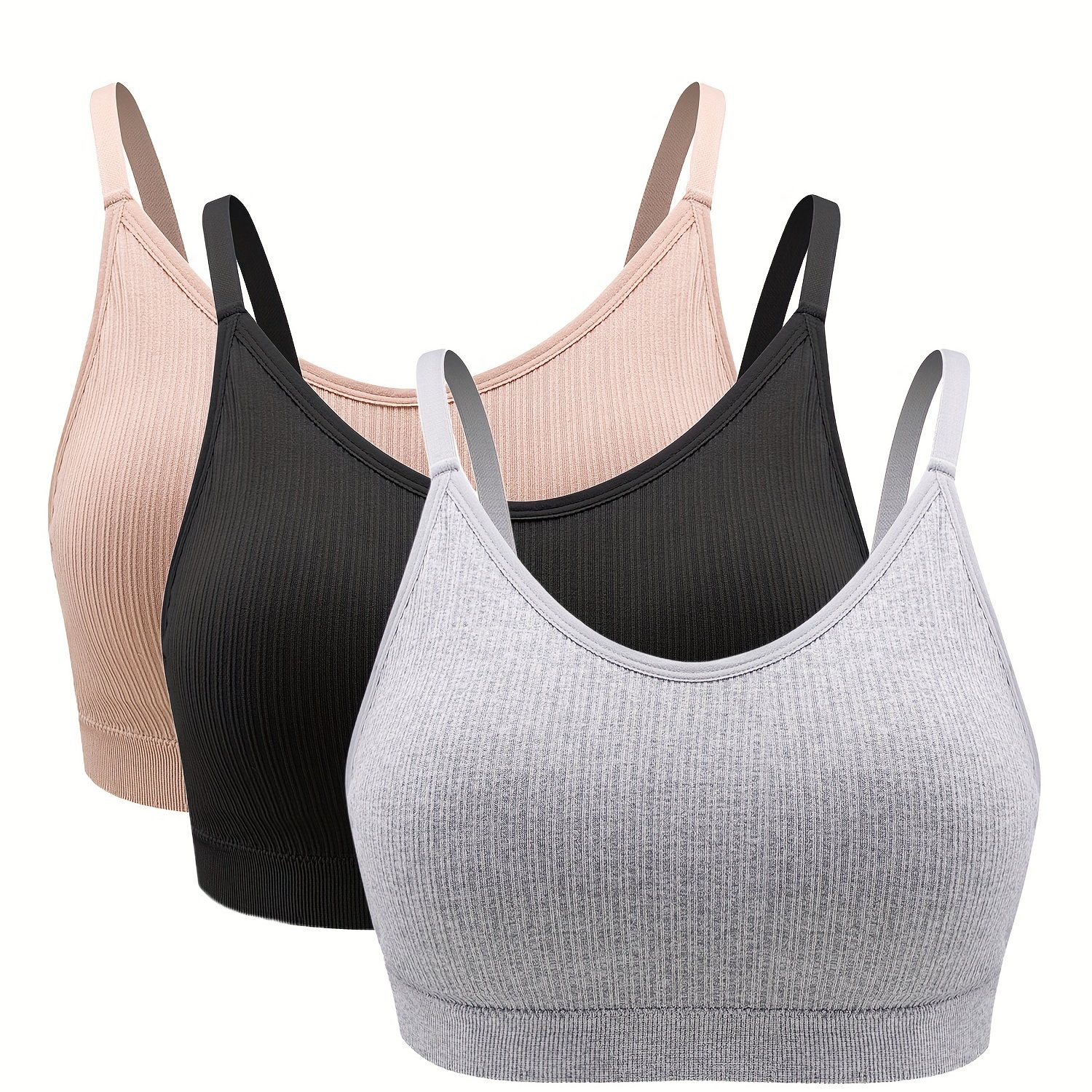 3- Size Bra Set, Women's Plus Padded Wireless Bra Three-piece Set