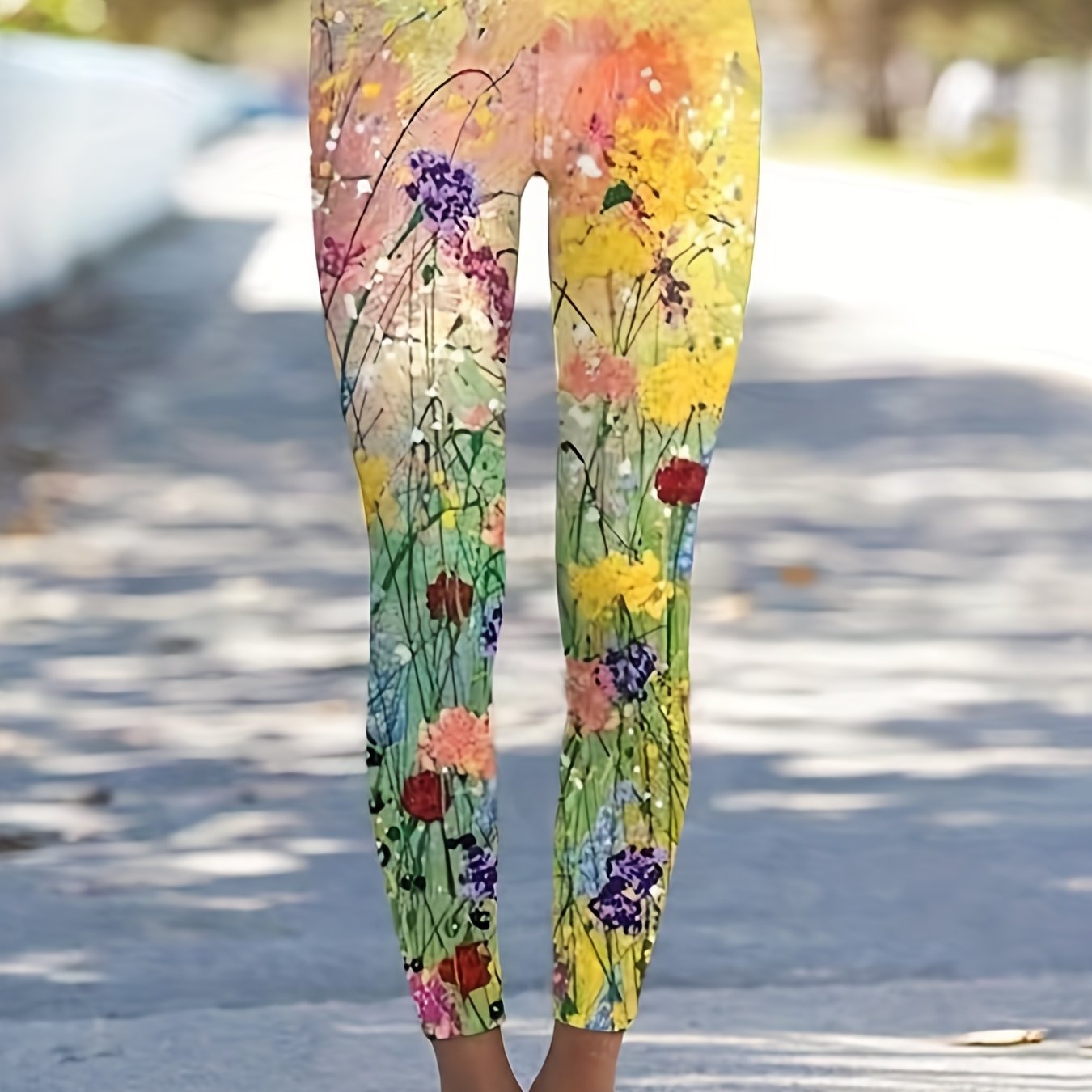 Women's Printed Stretch Leggings, Casual Skinny Tights, Tights