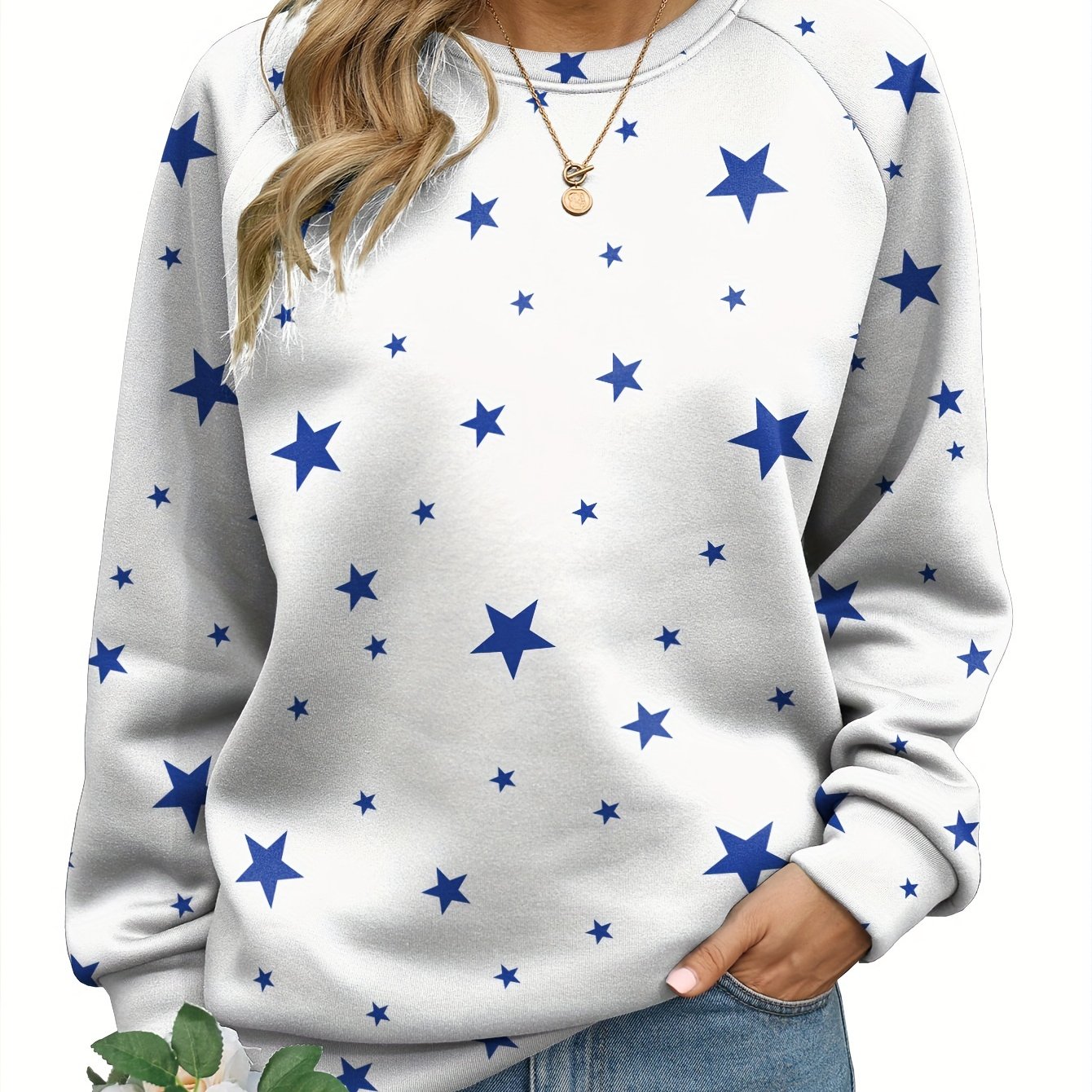 Blue sweatshirt with hot sale white stars