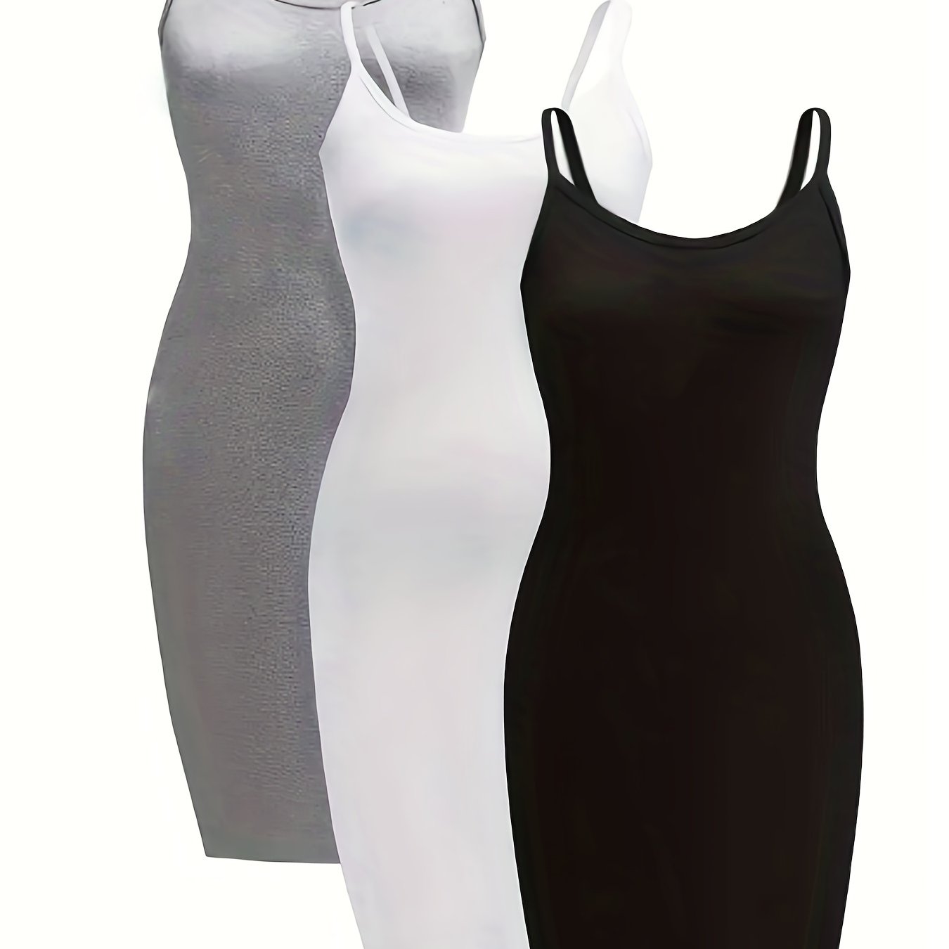 Women's Fashion Solid Color Camisole Dress 3pcs Set
