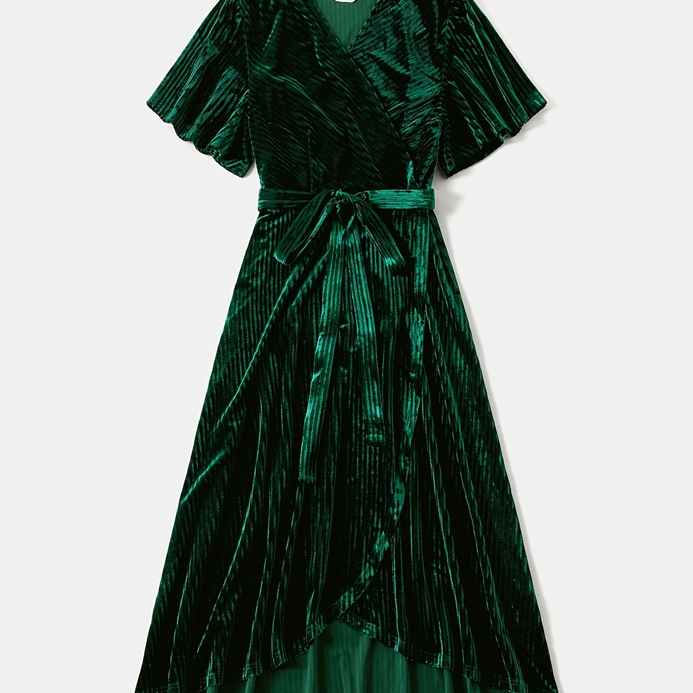 family matching green velvet surplice neck ruffle sleeve - Temu